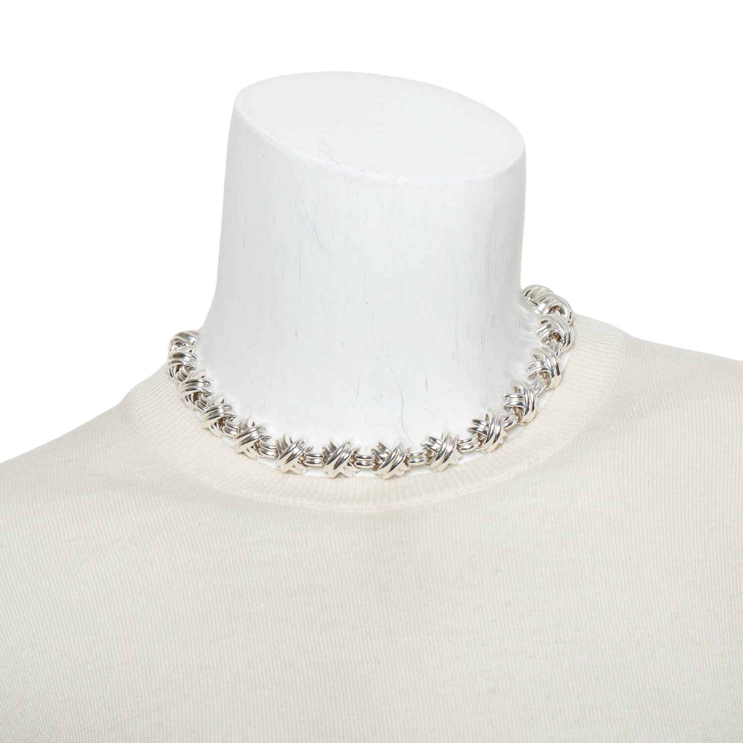 Tiffany & Co. Sterling Silver Signature X Choker Necklace w/ Box