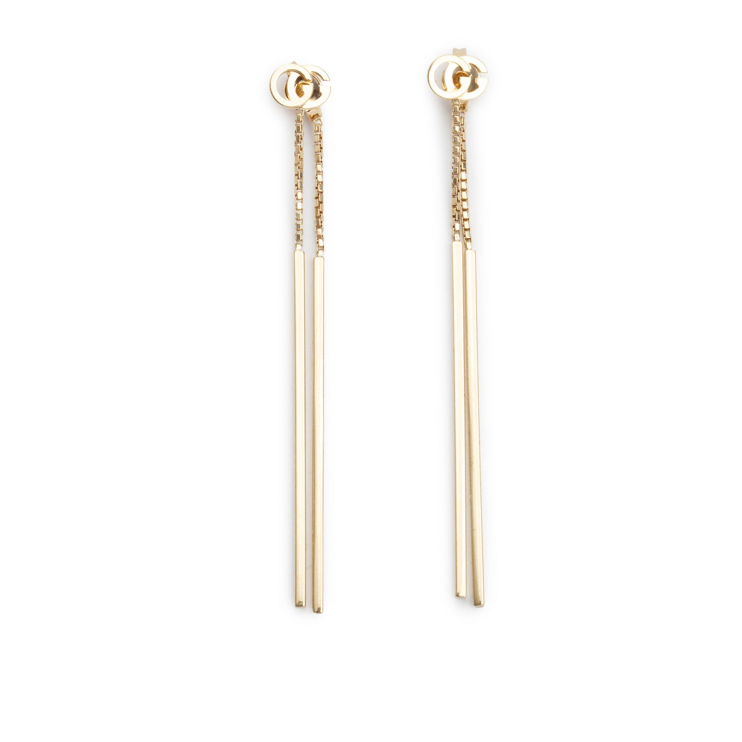 Gucci 18k Yellow Gold Running G Drop Earrings w/ Box