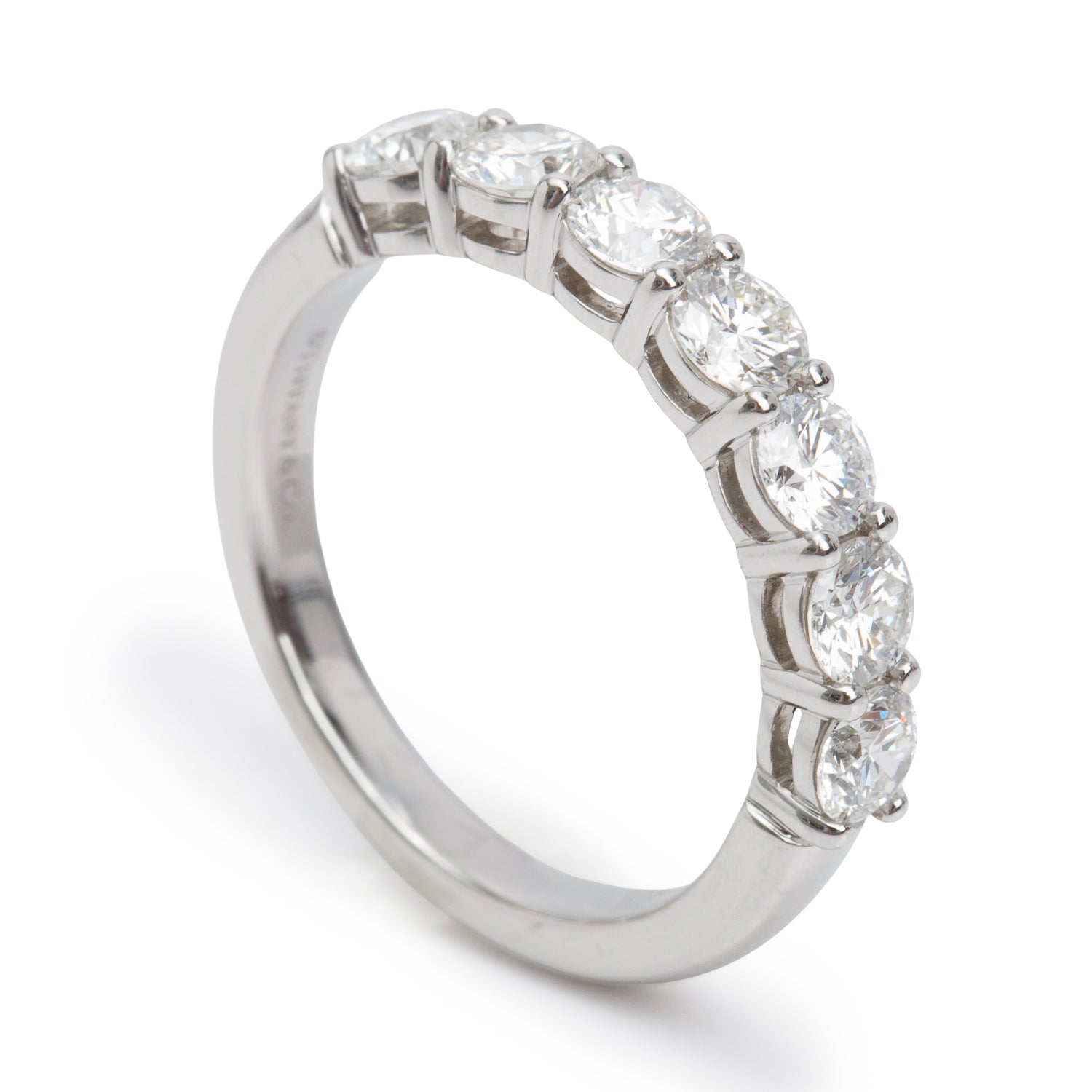 Tiffany & Co. Platinum Half Eternity Diamond Forever 3.5 MM Band Ring, Size 5 w/ Box