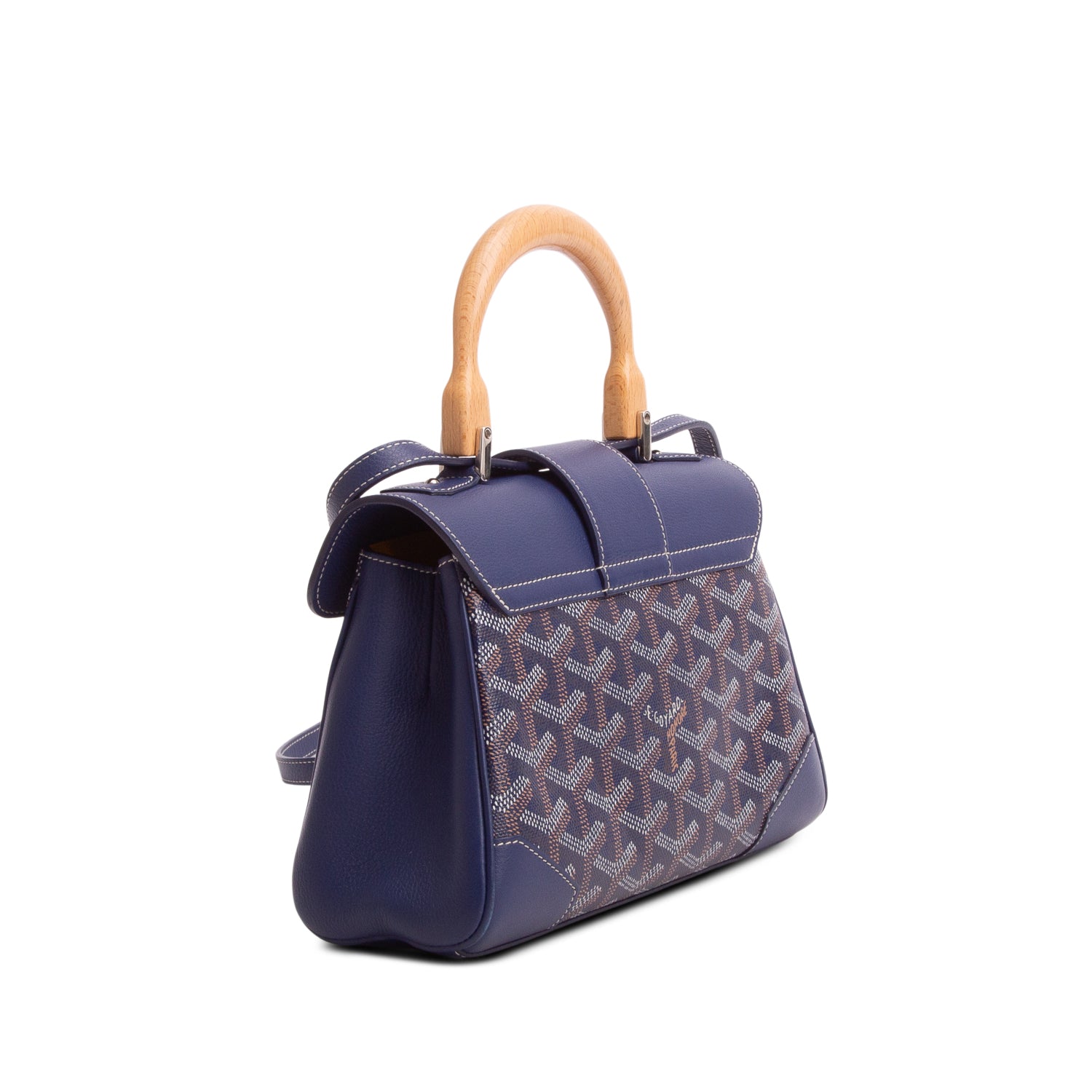 Goyard Blue Leather & Goyardine Canvas Saigon Souple Mini Bag w/ Strap