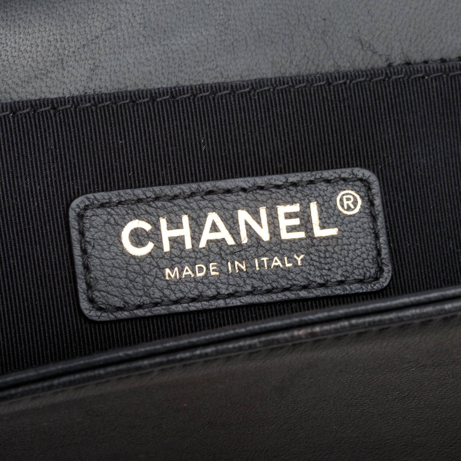 Chanel Black Fabric Braided Chevron Medium Boy Flap w/ Authenticity Card