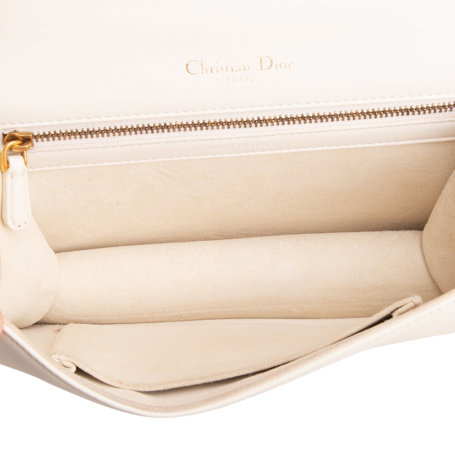 Christian Dior White Calfskin Studded Small Diorama w/ Authenticity Card