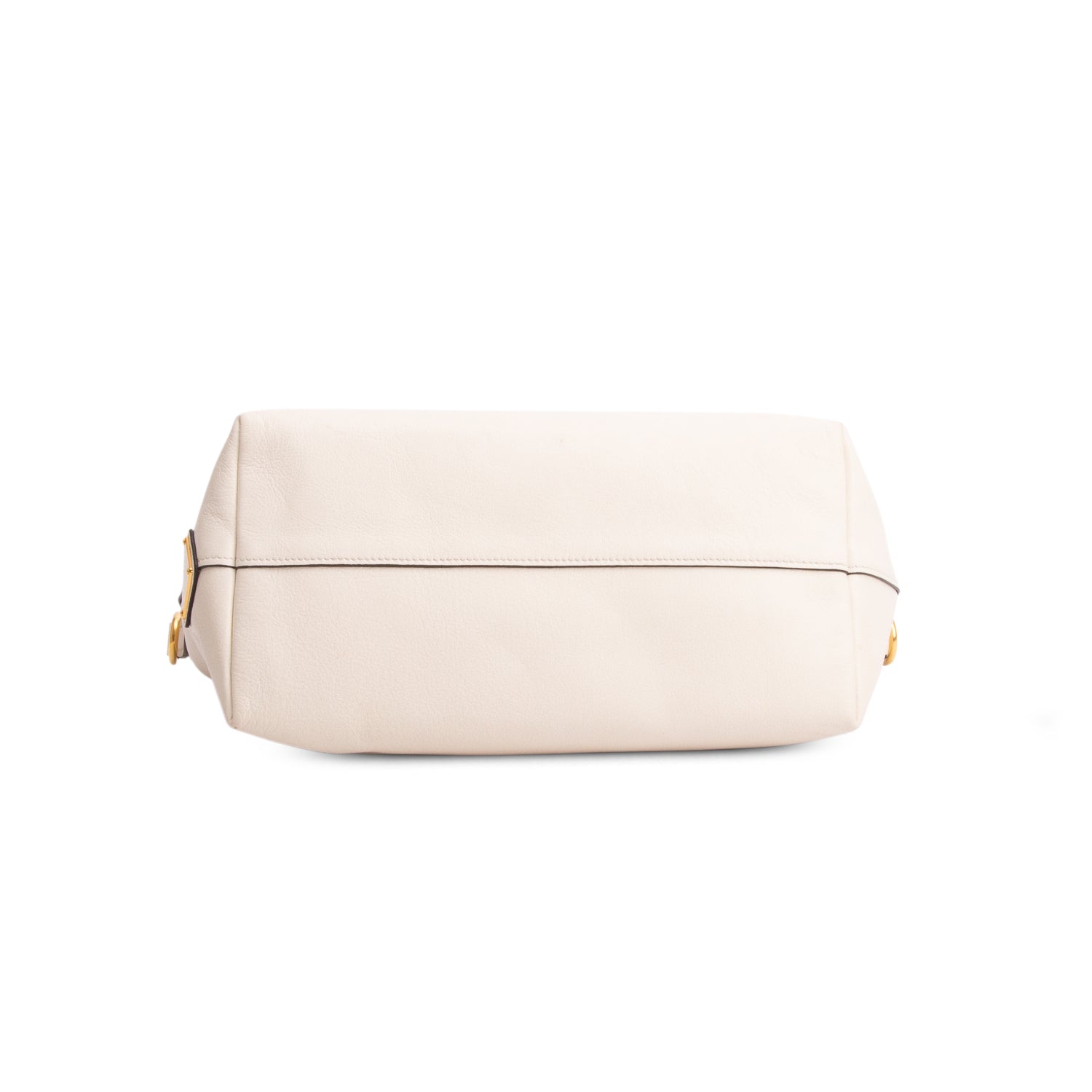Prada White Glace Calfskin Embossed Logo Tote w/ Strap