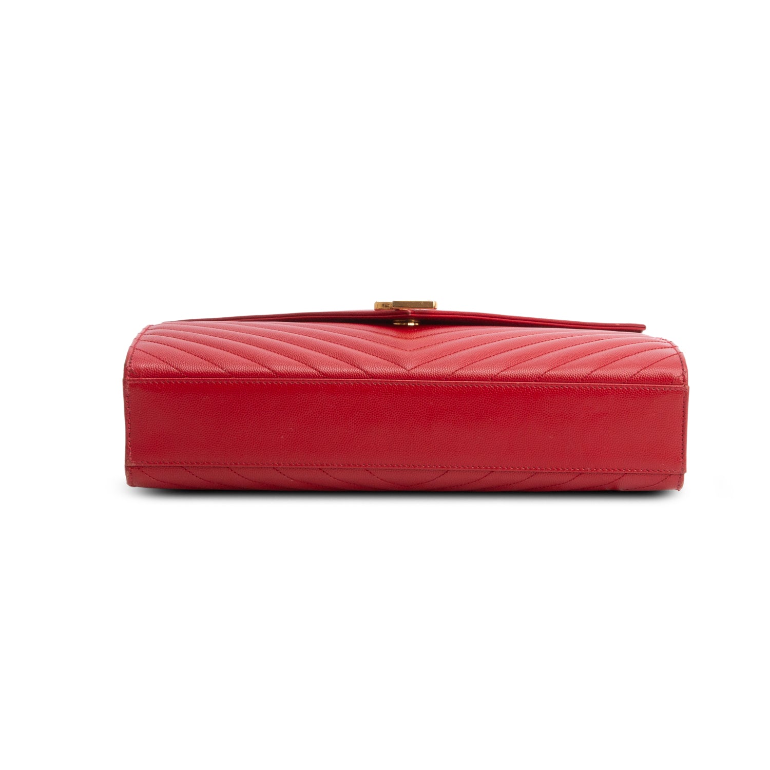 Saint Laurent Red Quilted Grain De Poudre Leather Large Envelope Chain Bag
