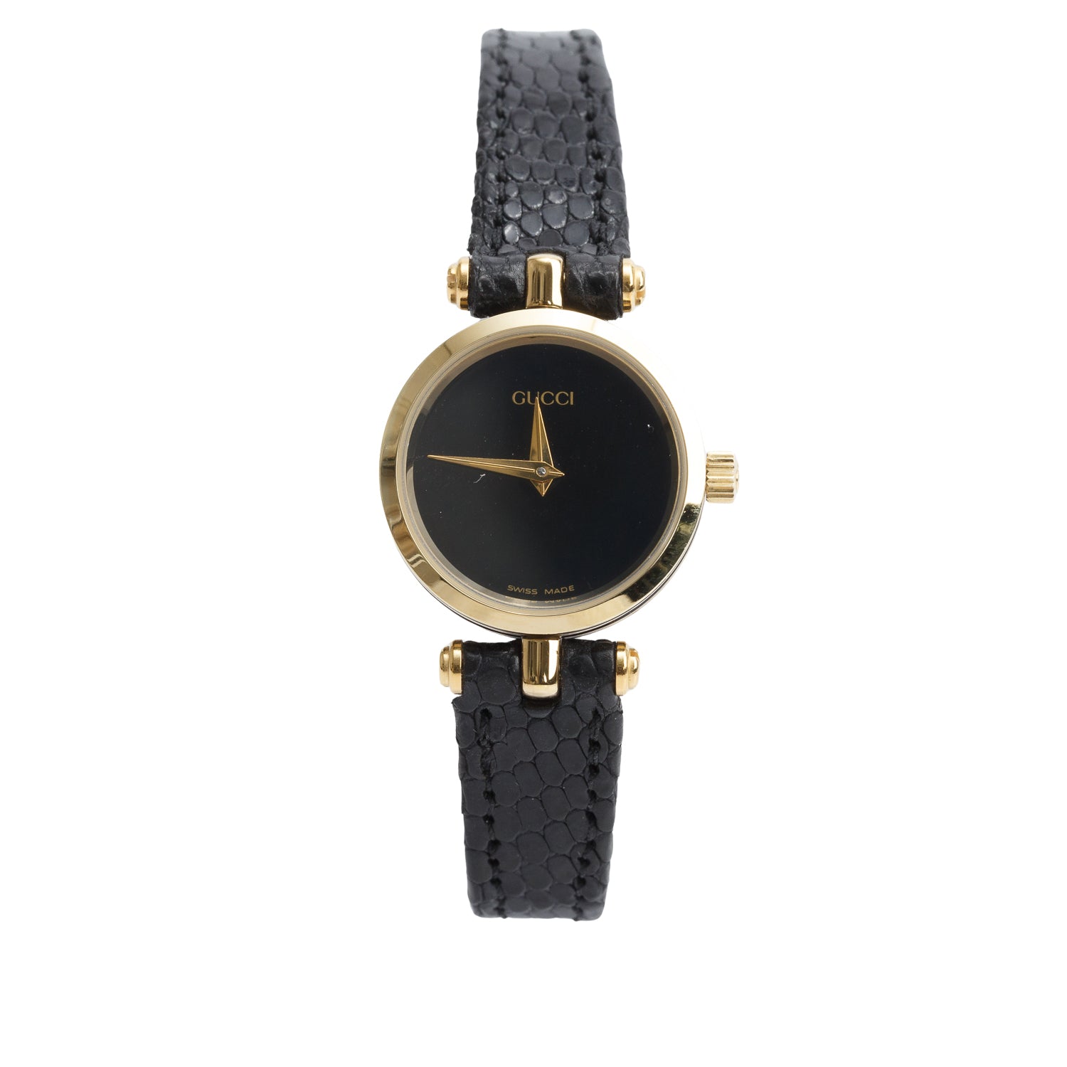Gucci Gold Plated Stainless Steel Stack 22 MM Quartz Watch Black Dial