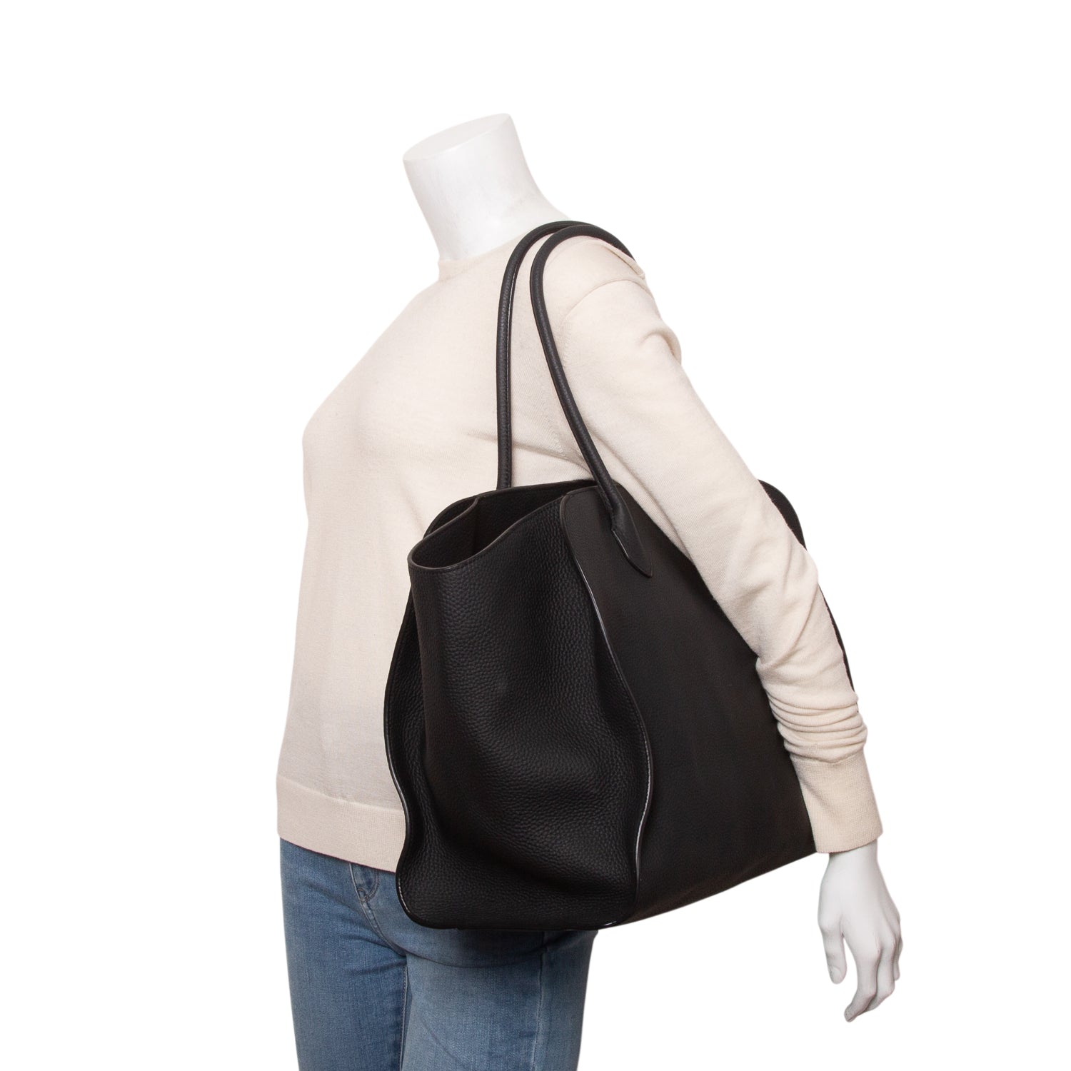 The Row Black Matte Grained Calfskin Marlo 17