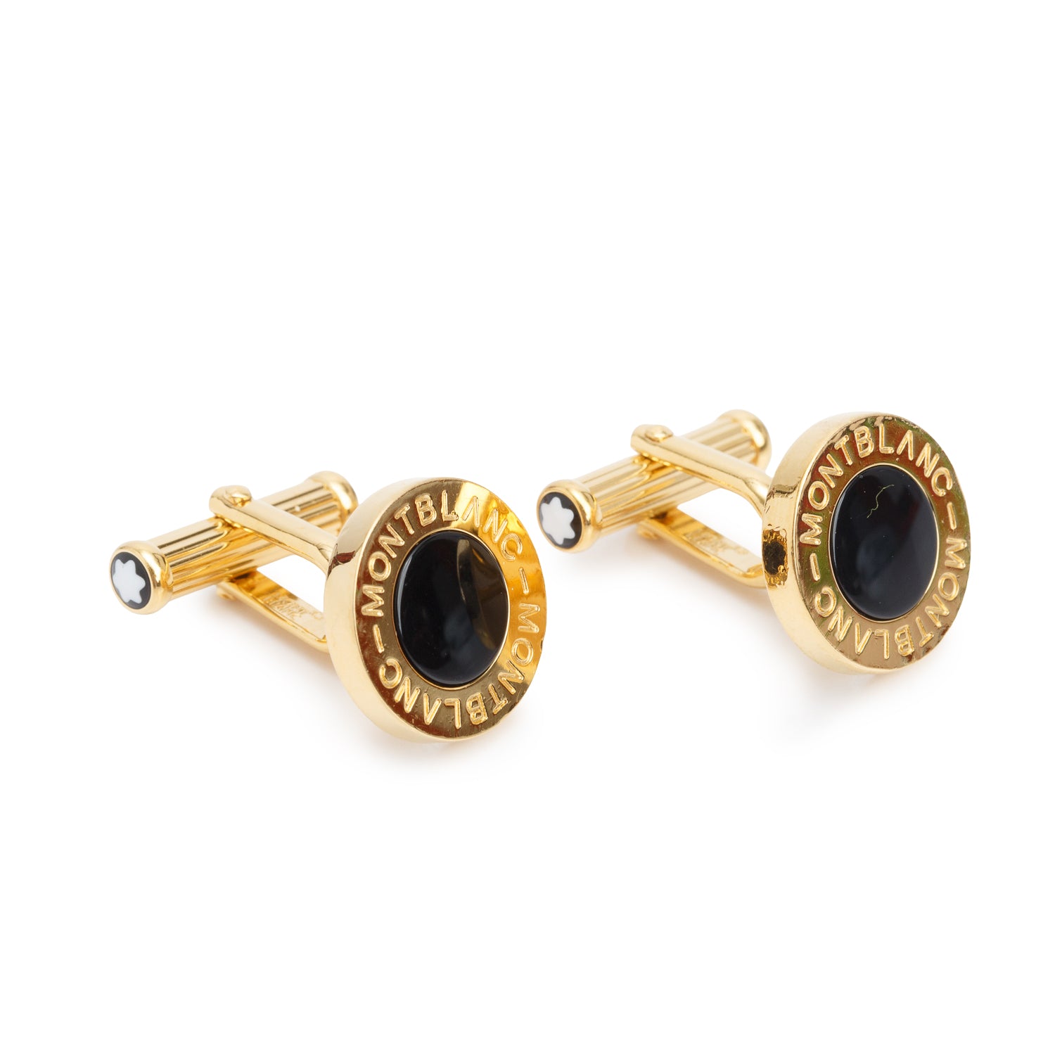 Montblanc Gold Plated Stainless Steel Black Resin Star Cufflinks
