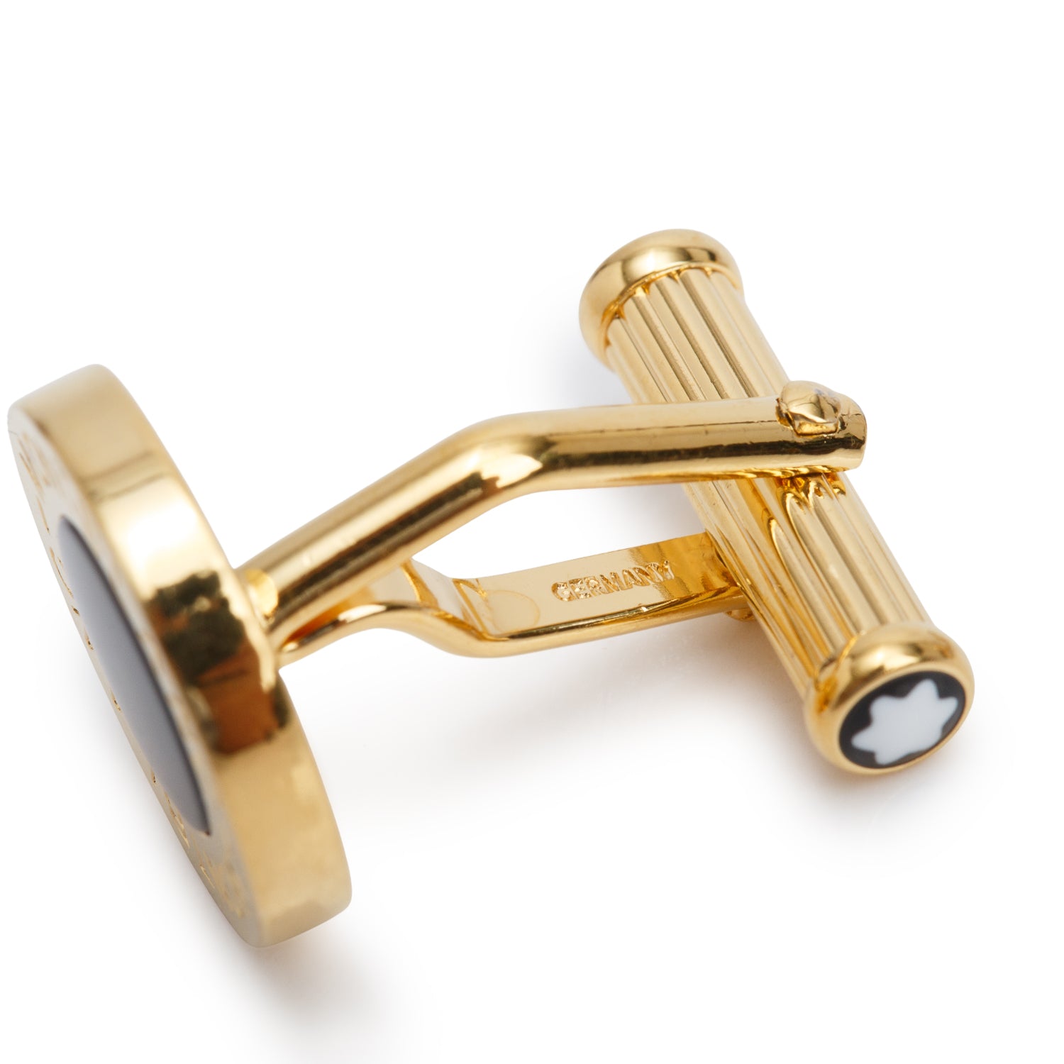 Montblanc Gold Plated Stainless Steel Black Resin Star Cufflinks
