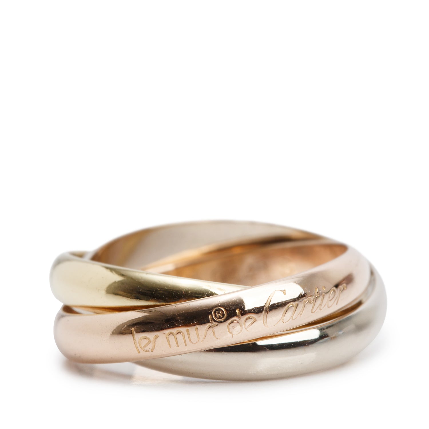 Cartier Vintage 18k Tri-Gold 'Les Must de Cartier' Classic Trinity Rolling Ring, Size 57 8