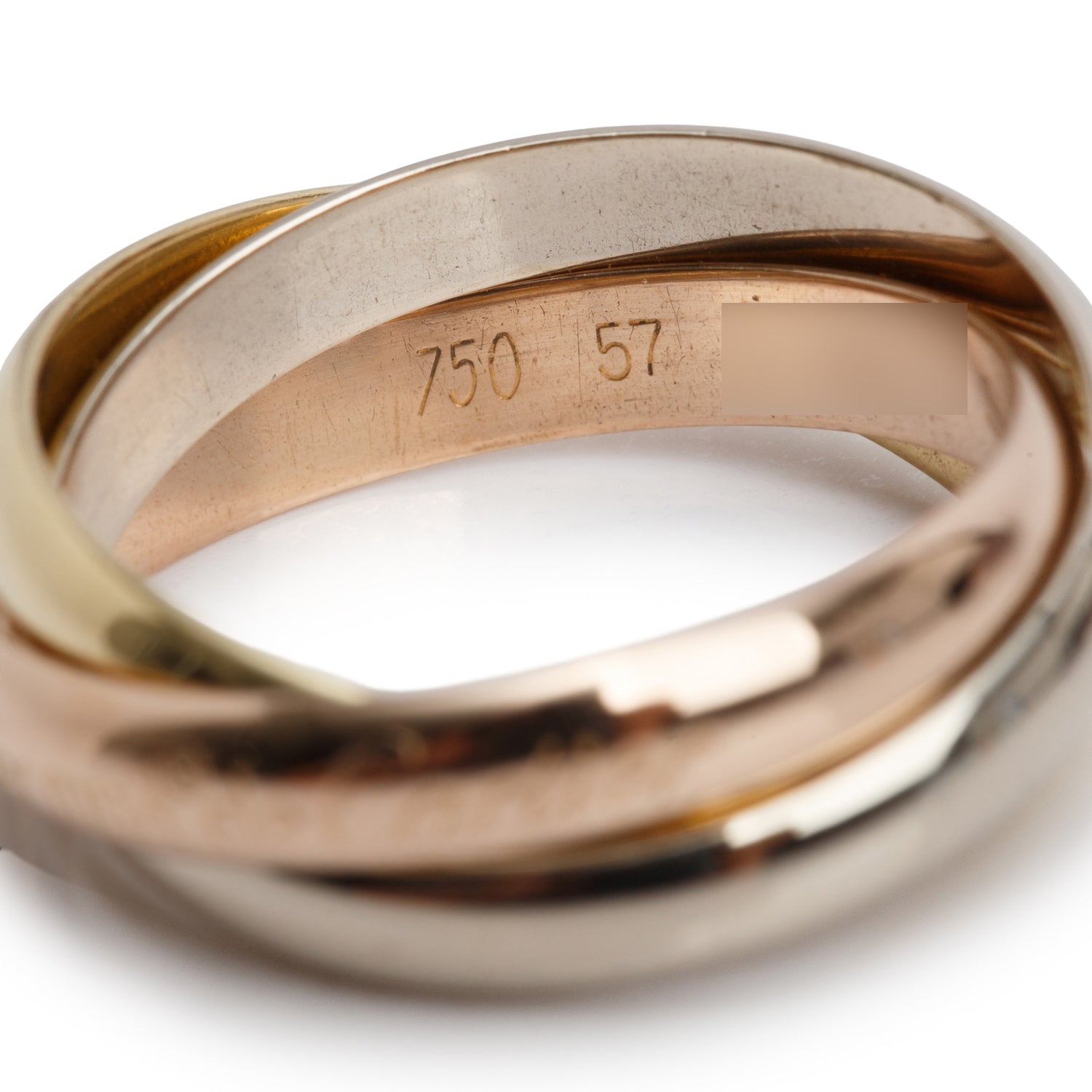 Cartier Vintage 18k Tri-Gold 'Les Must de Cartier' Classic Trinity Rolling Ring, Size 57 8