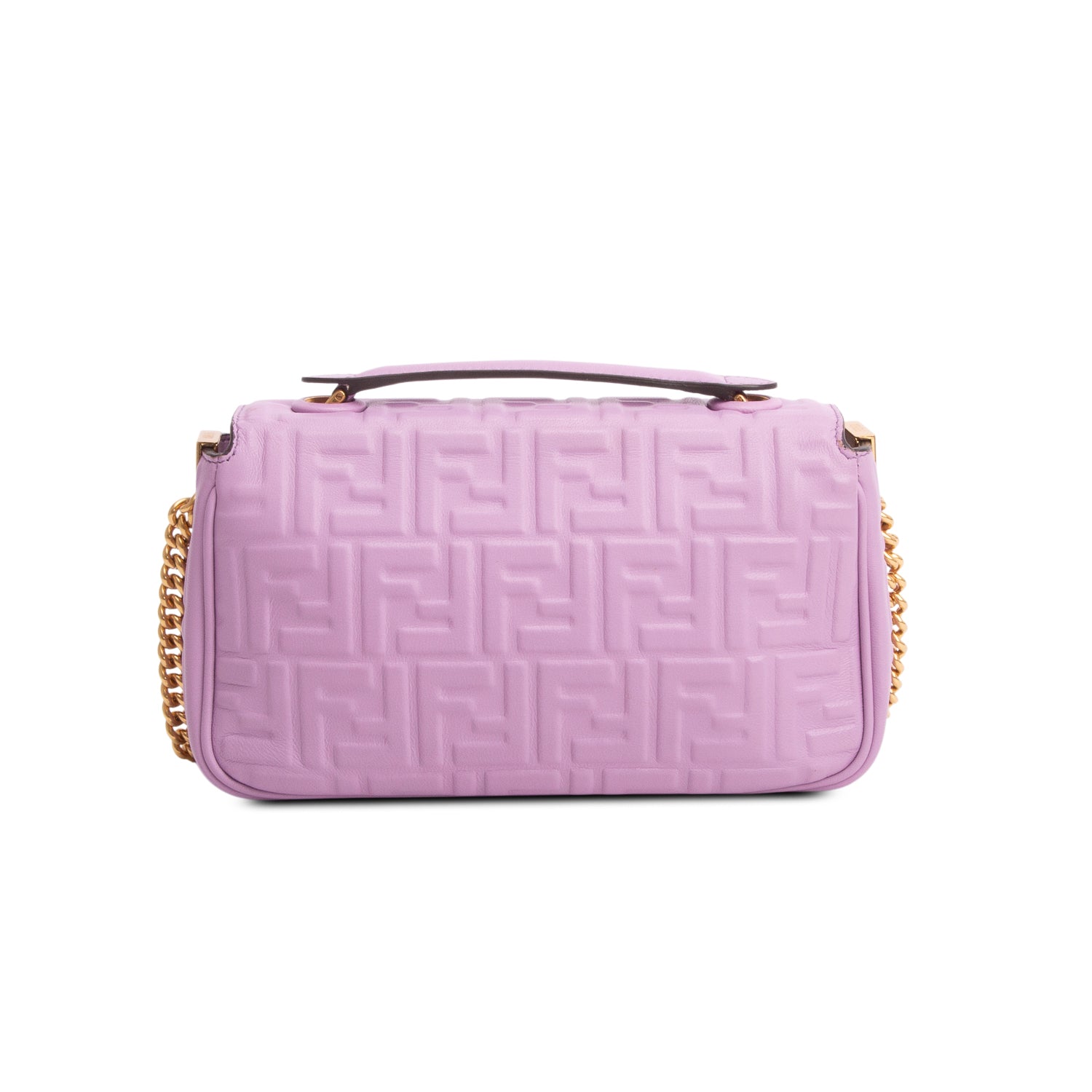 Fendi Purple Nappa FF Embossed Small Midi Chain Baguette