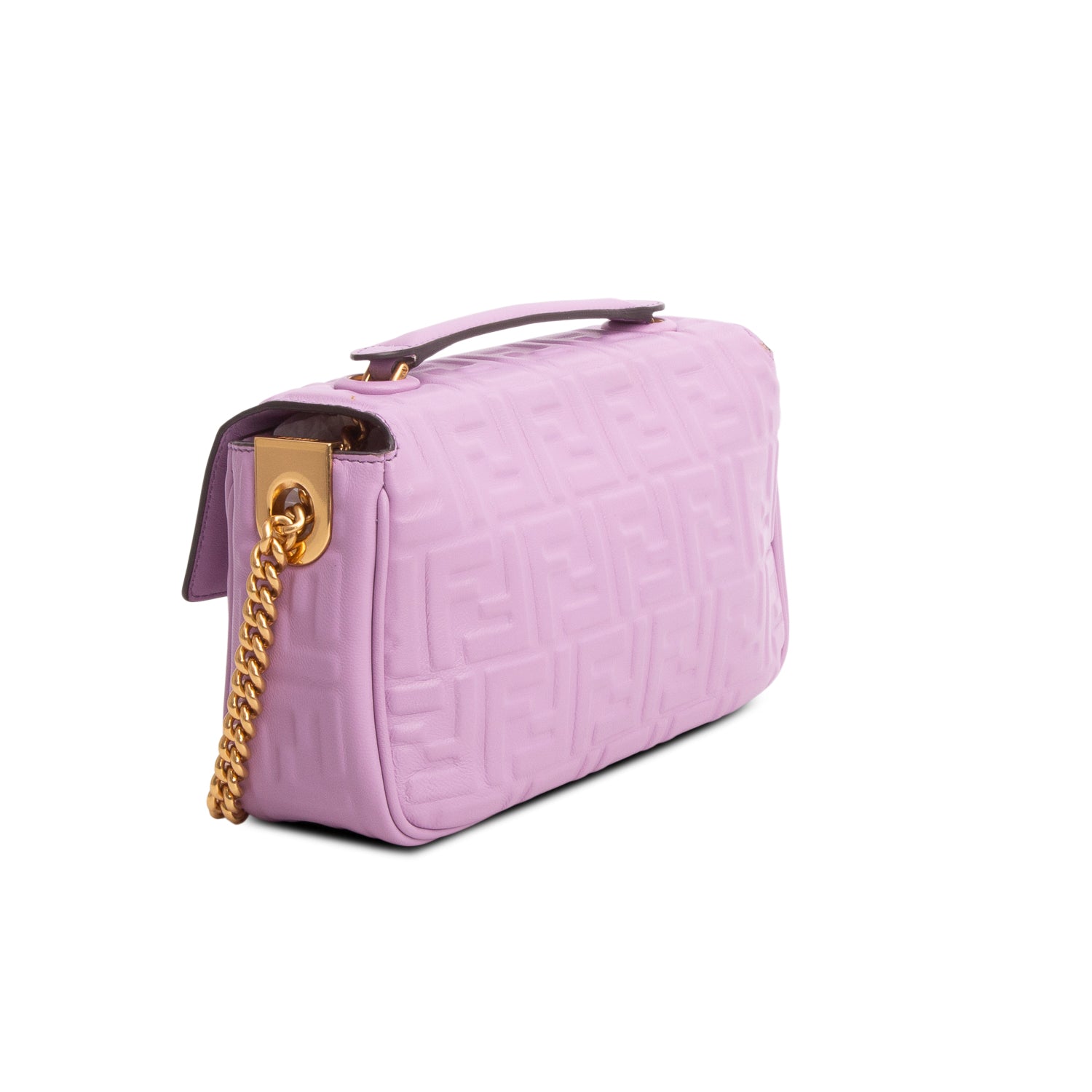 Fendi Purple Nappa FF Embossed Small Midi Chain Baguette