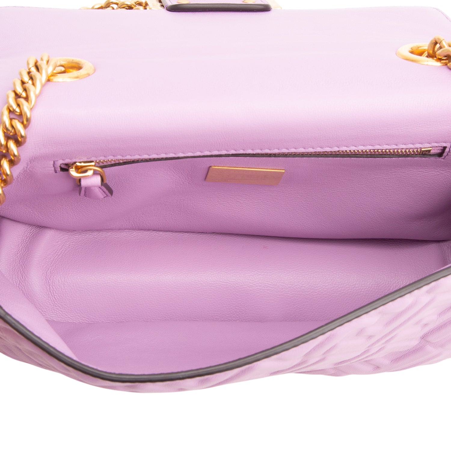 Fendi Purple Nappa FF Embossed Small Midi Chain Baguette