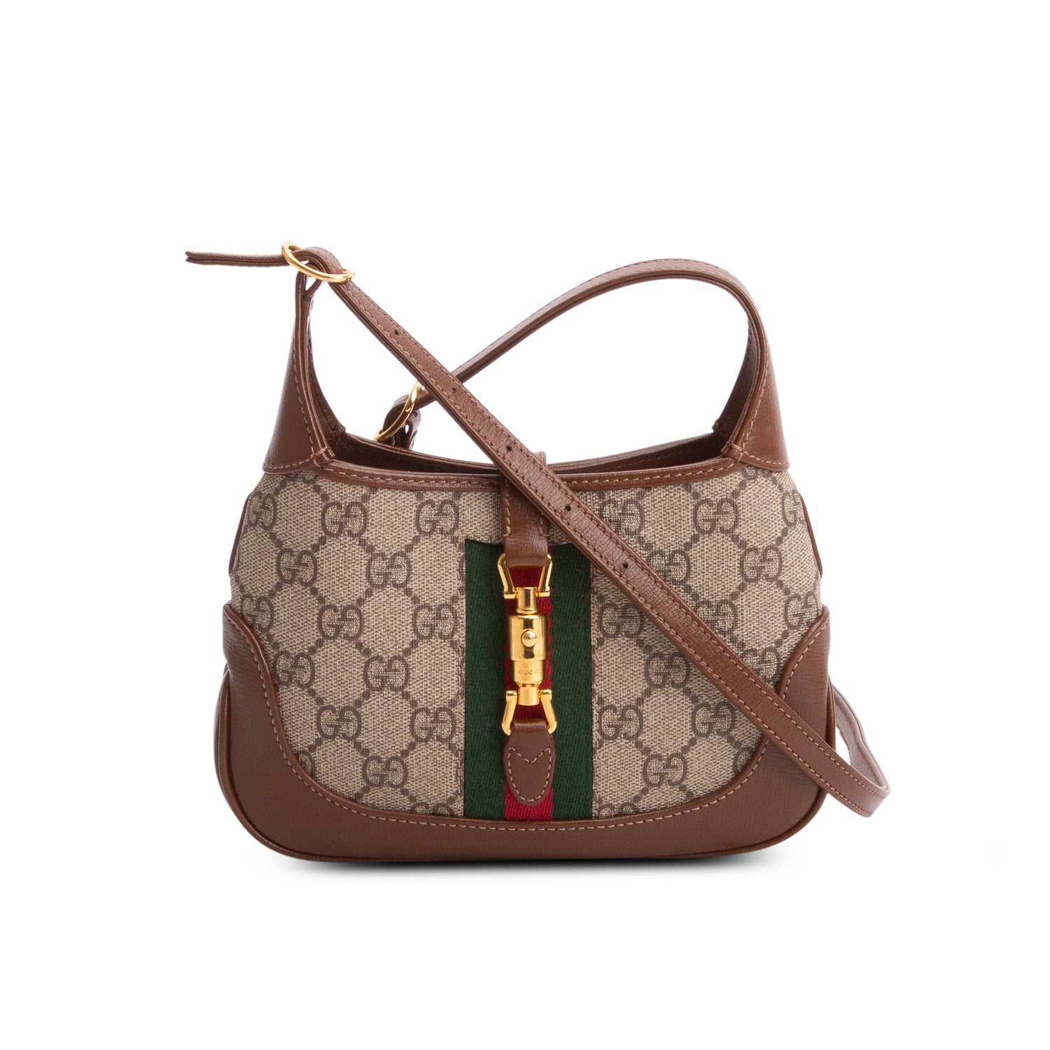 Gucci GG Supreme Monogram Azalea Calfskin Web Mini Jackie 1961 w/ Strap