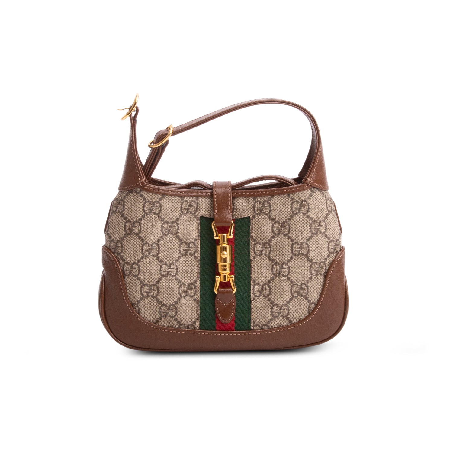Gucci GG Supreme Monogram Azalea Calfskin Web Mini Jackie 1961 w/ Strap