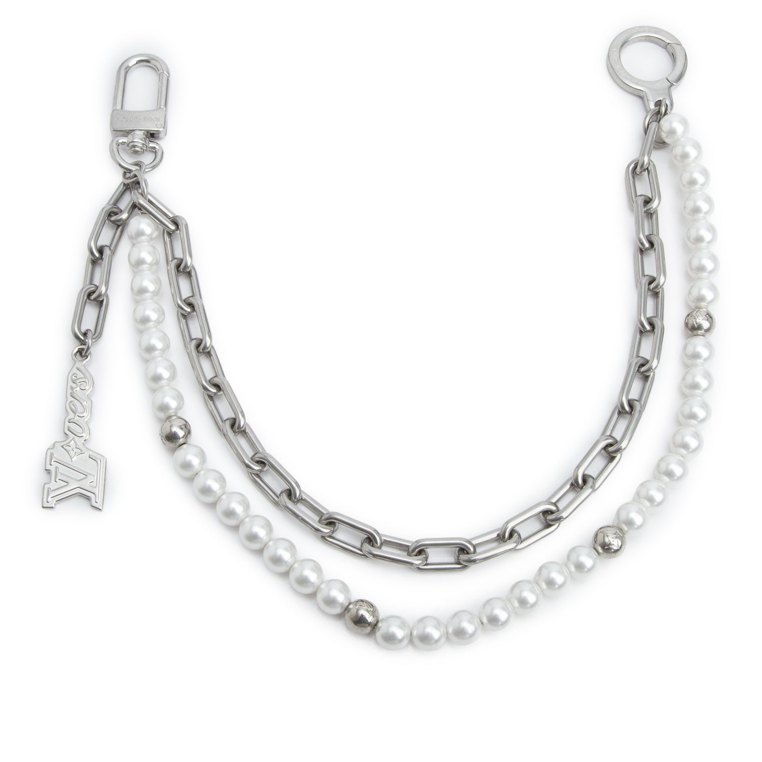 Louis Vuitton Palladium Plated Pearls Chain Belt & Bag Charm