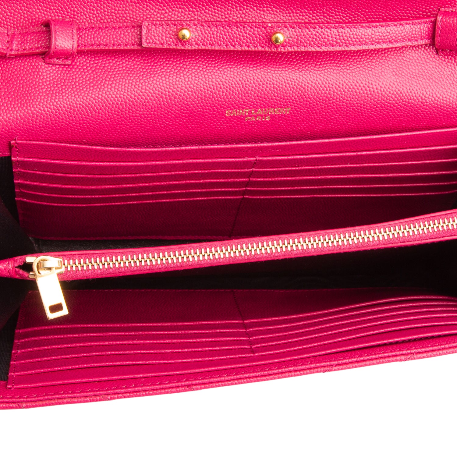 Saint Laurent Pink Grain De Poudre Chevron Cassandre Envelope Chain Wallet