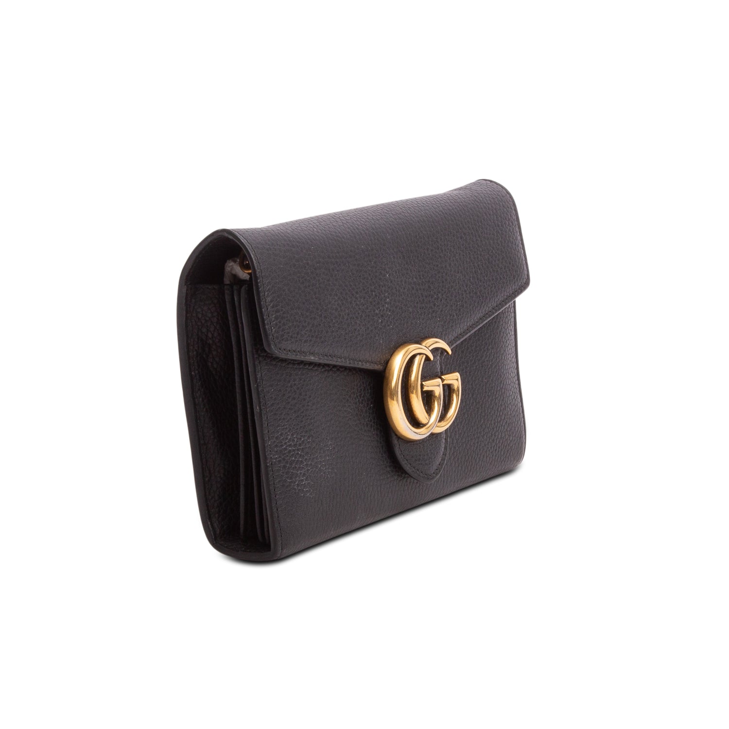 Gucci Black Calfskin GG Marmont Chain Wallet