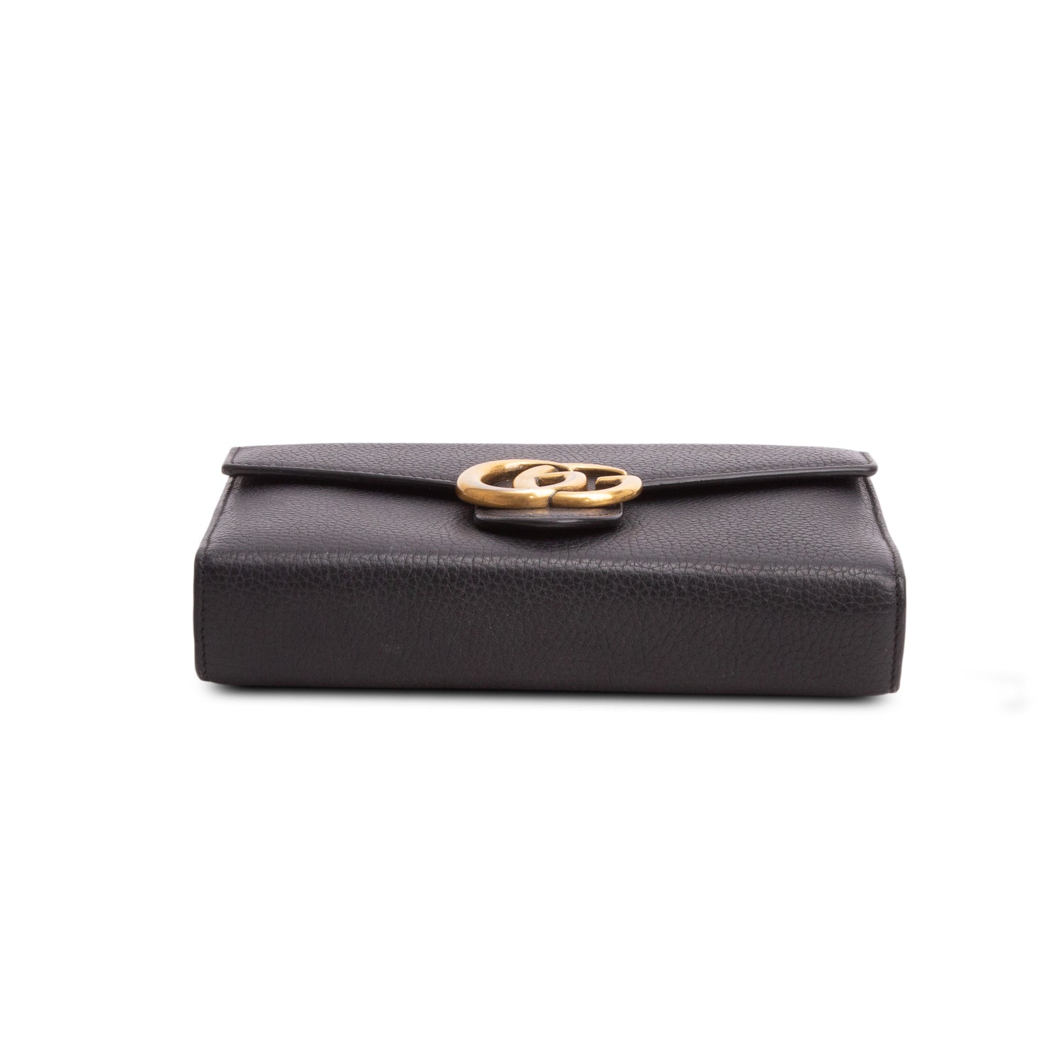 Gucci Black Calfskin GG Marmont Chain Wallet