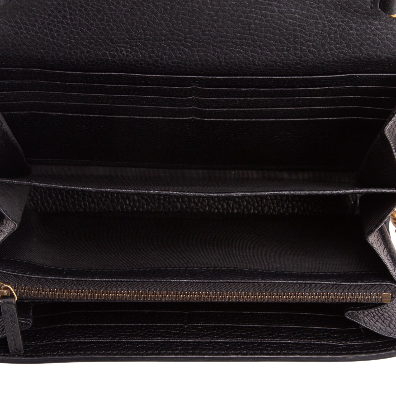 Gucci Black Calfskin GG Marmont Chain Wallet
