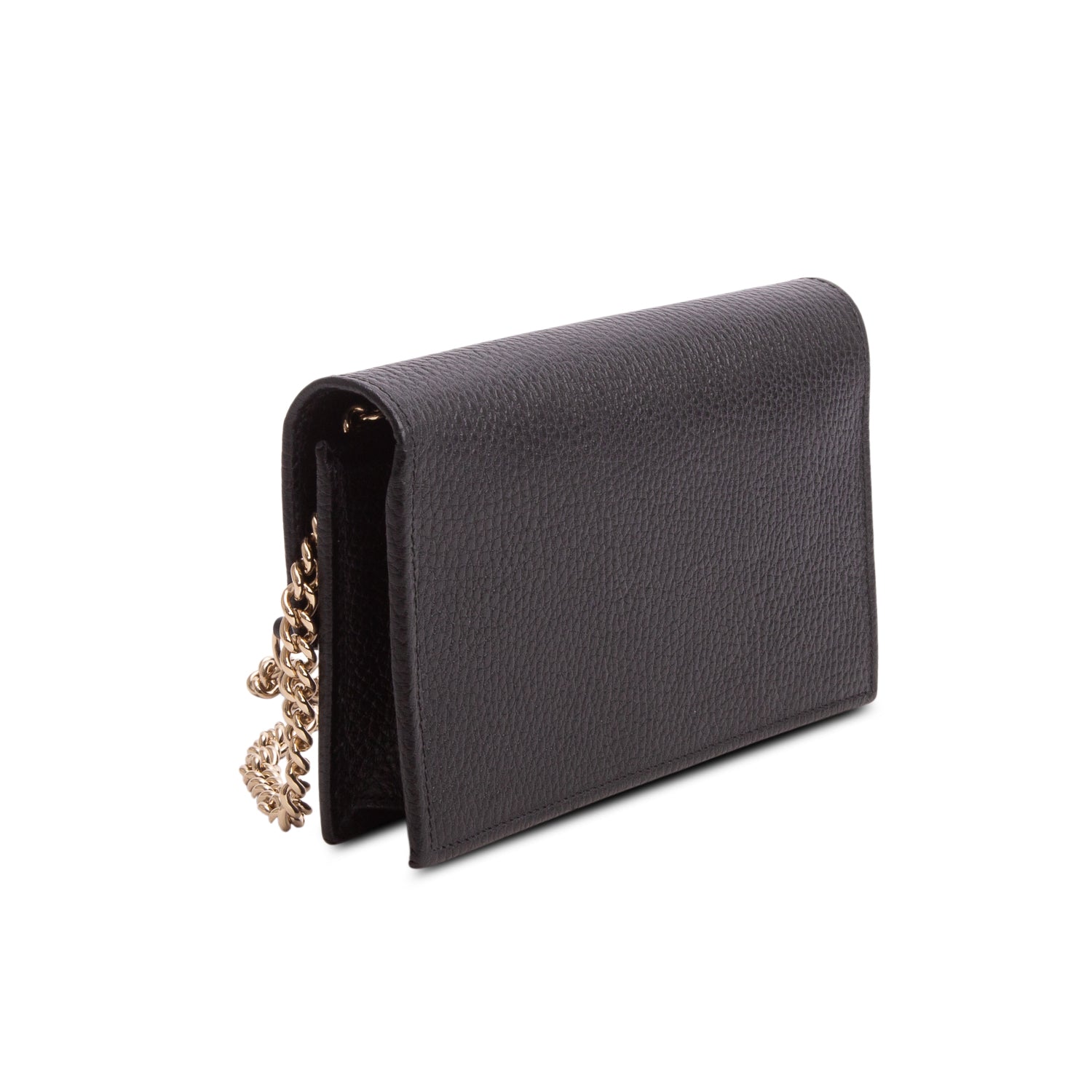 Gucci Black Dollar Calfskin Leather Interlocking G Chain Wallet