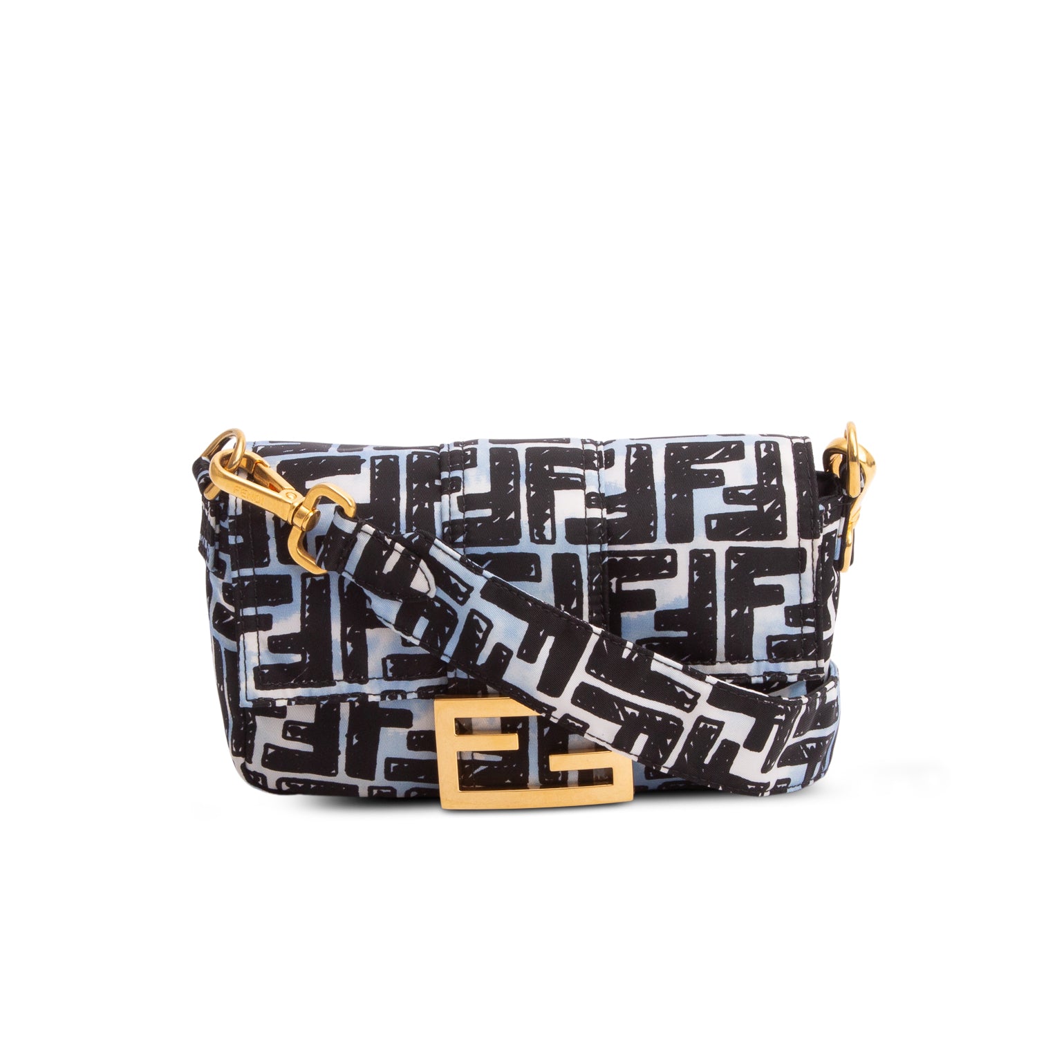 Fendi x Joshua Vides Black Nylon FF Mini Baguette Bag