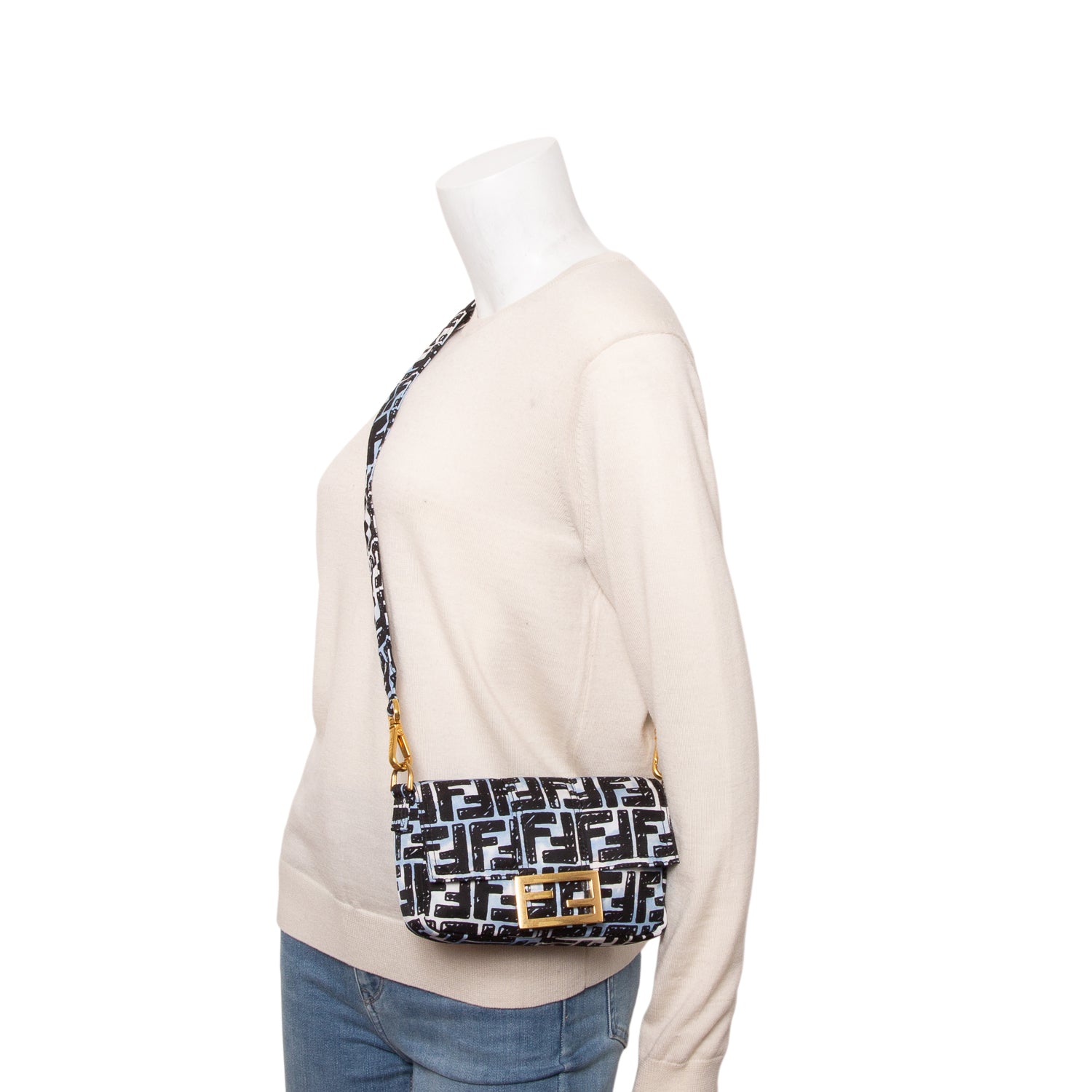 Fendi x Joshua Vides Black Nylon FF Mini Baguette Bag