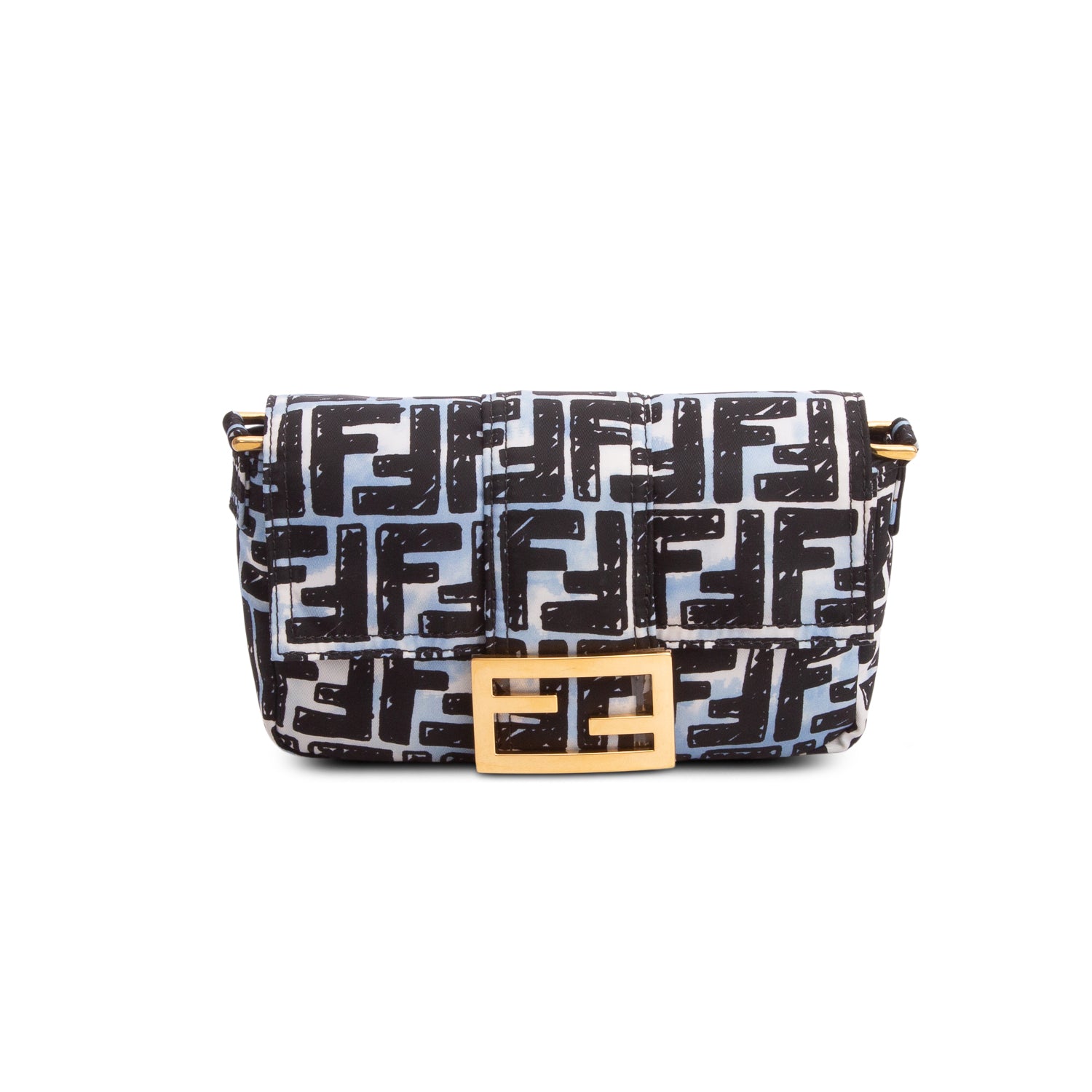 Fendi x Joshua Vides Black Nylon FF Mini Baguette Bag