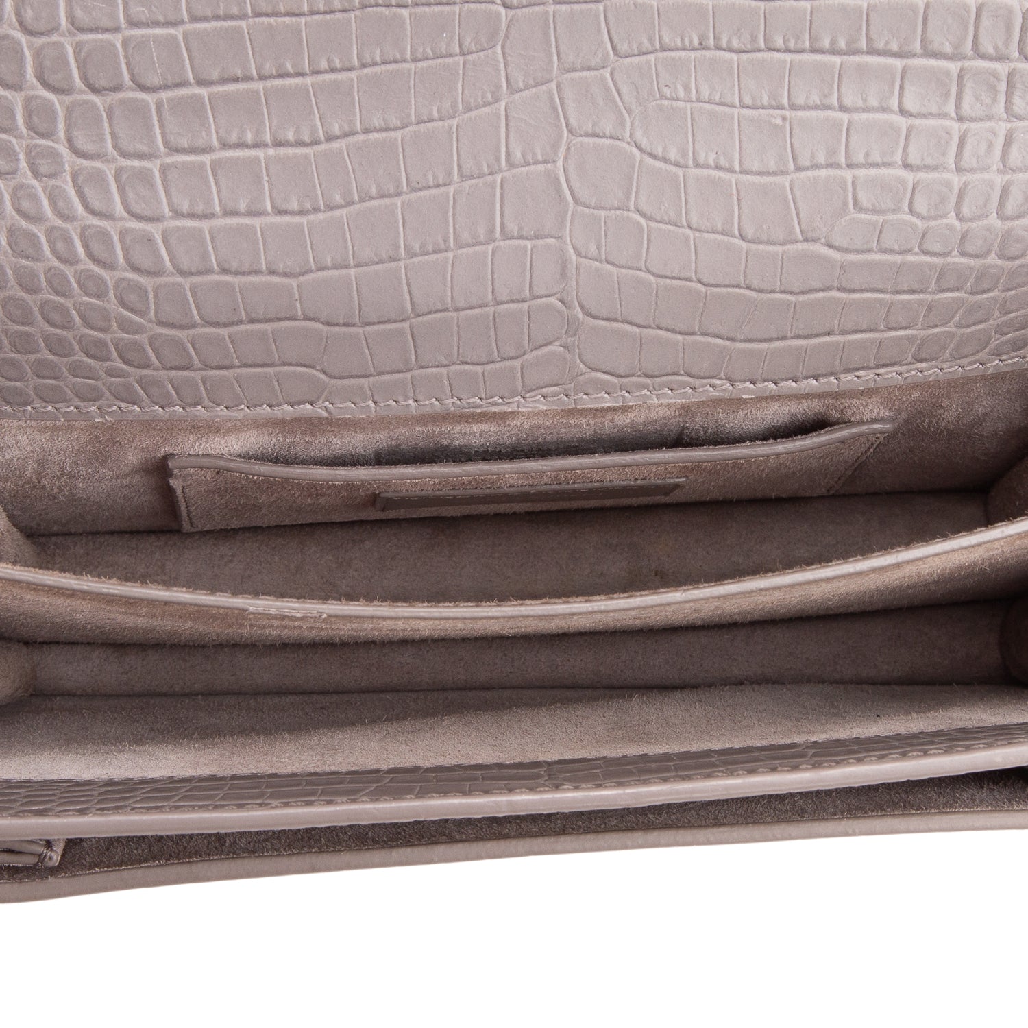 Saint Laurent Grey Croc Embossed Calfskin Medium Sunset Bag