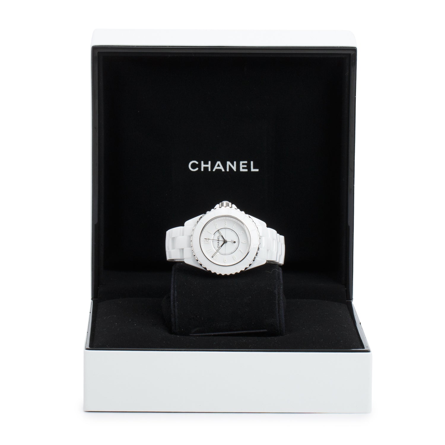 Chanel Limited Edition Stainless Steel & White Ceramic 33 MM J12 Phantom Quartz Watch w/ Box
