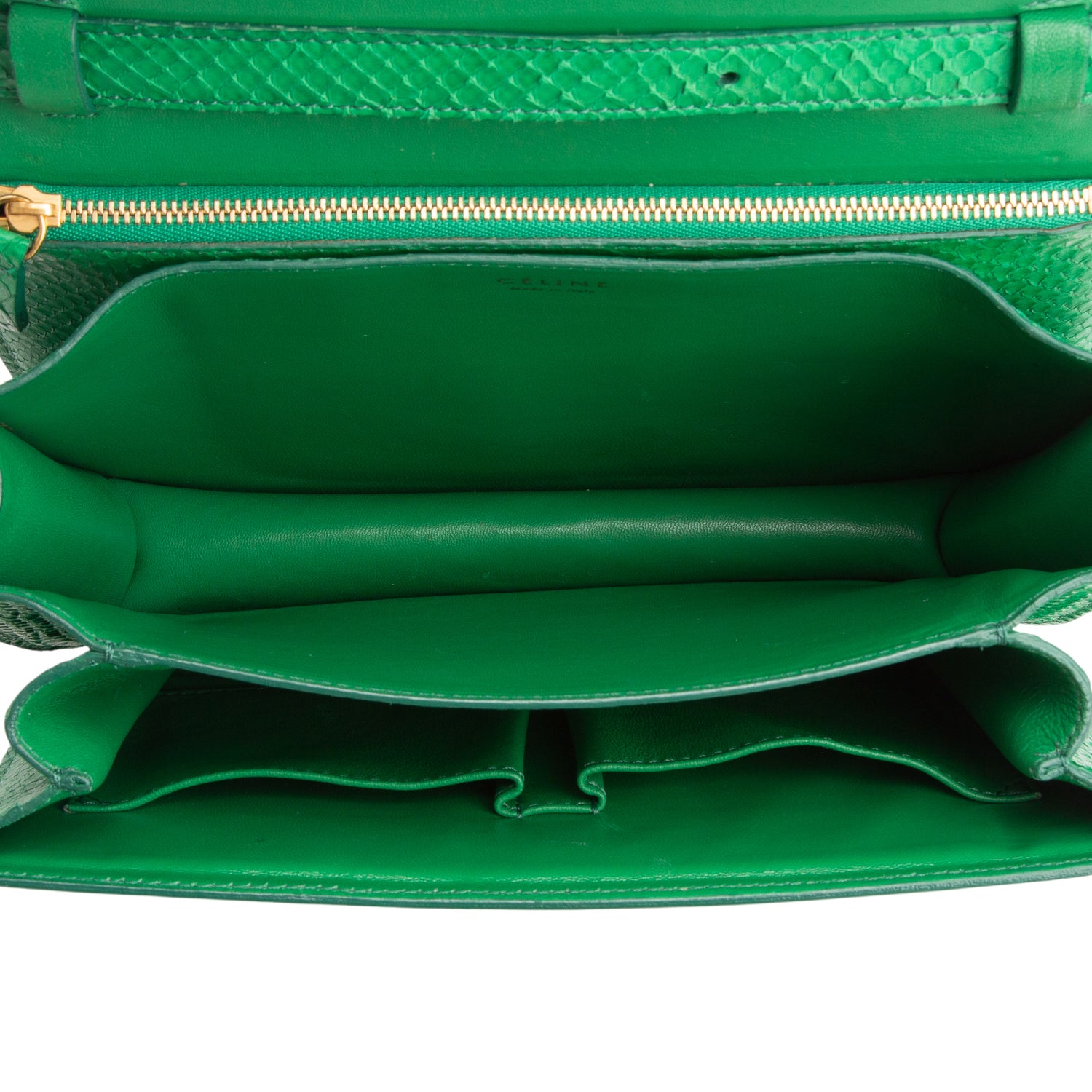 Celine Green Python Medium Classic Box Flap Bag
