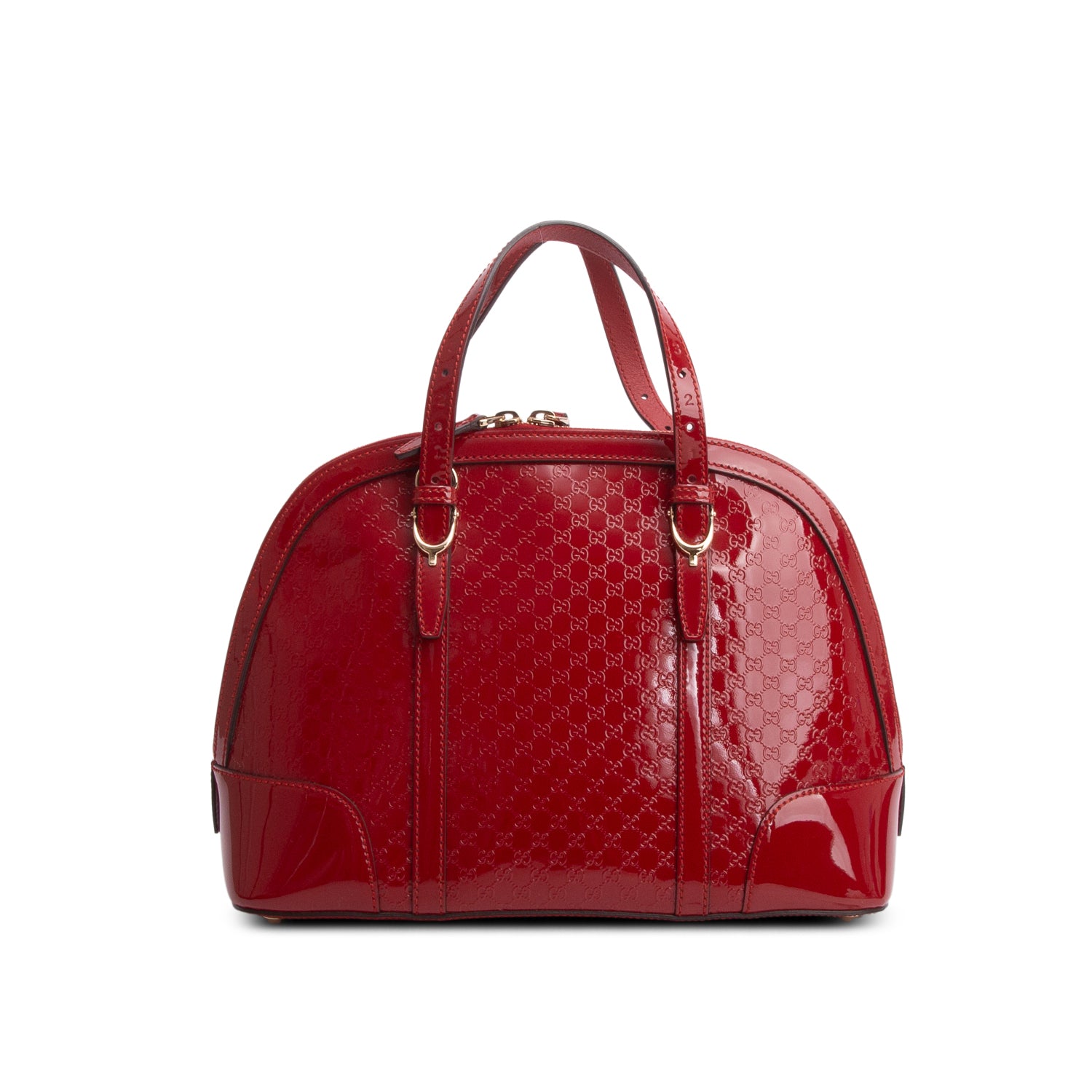Gucci Red Patent Microguccissima Small Nice Top Handle Dome Bag w/ Strap