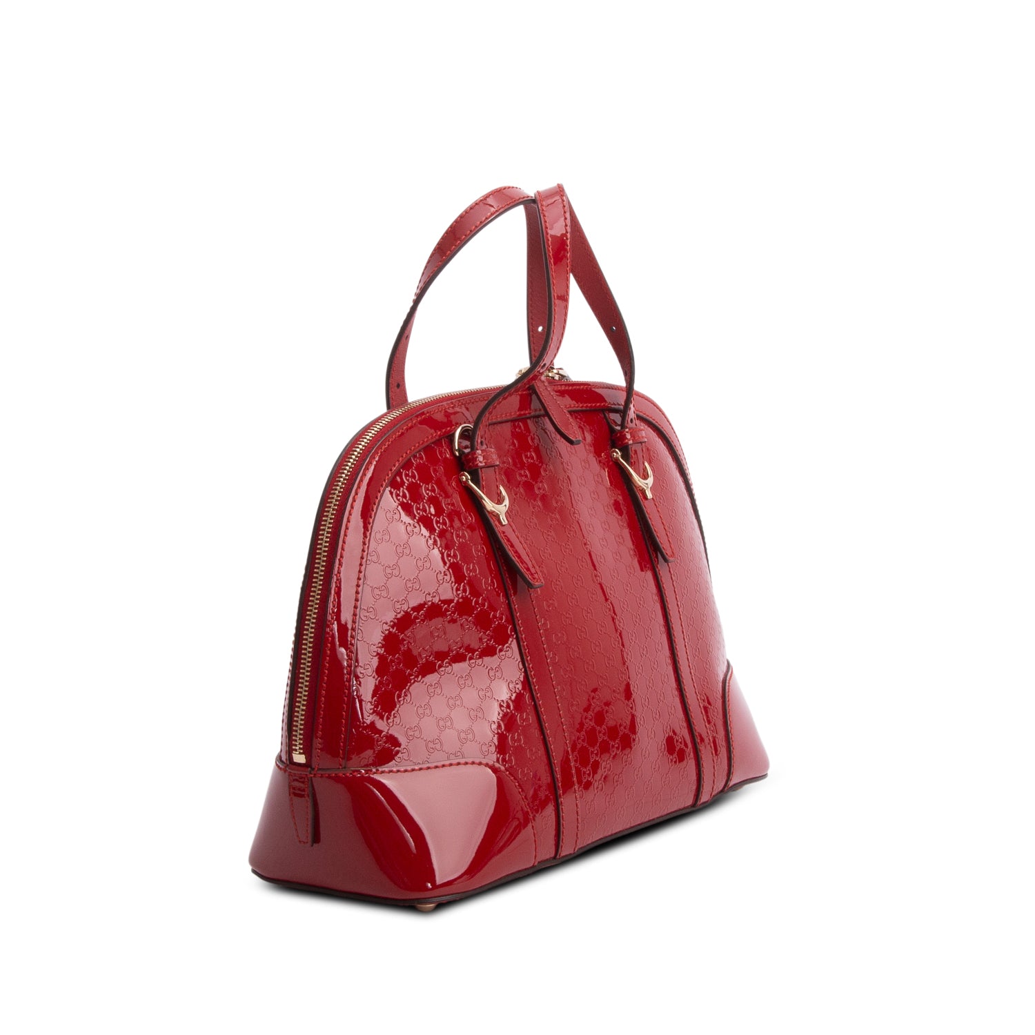 Gucci Red Patent Microguccissima Small Nice Top Handle Dome Bag w/ Strap
