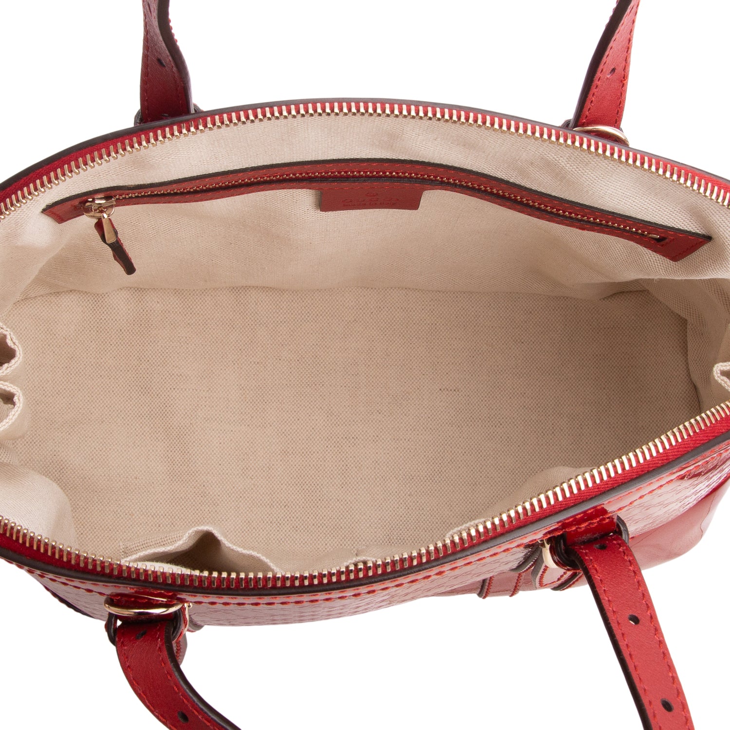 Gucci Red Patent Microguccissima Small Nice Top Handle Dome Bag w/ Strap