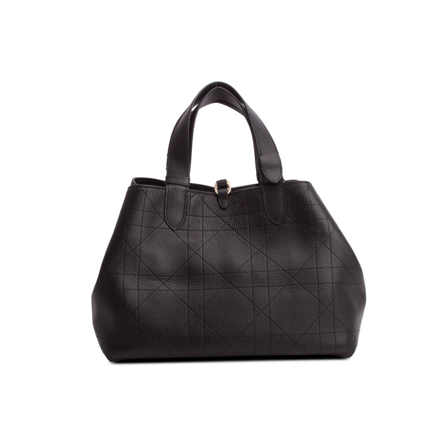 Christian Dior 2025 Black Calfskin Macrocannage Medium Toujours Vertical Tote w/ Pouch