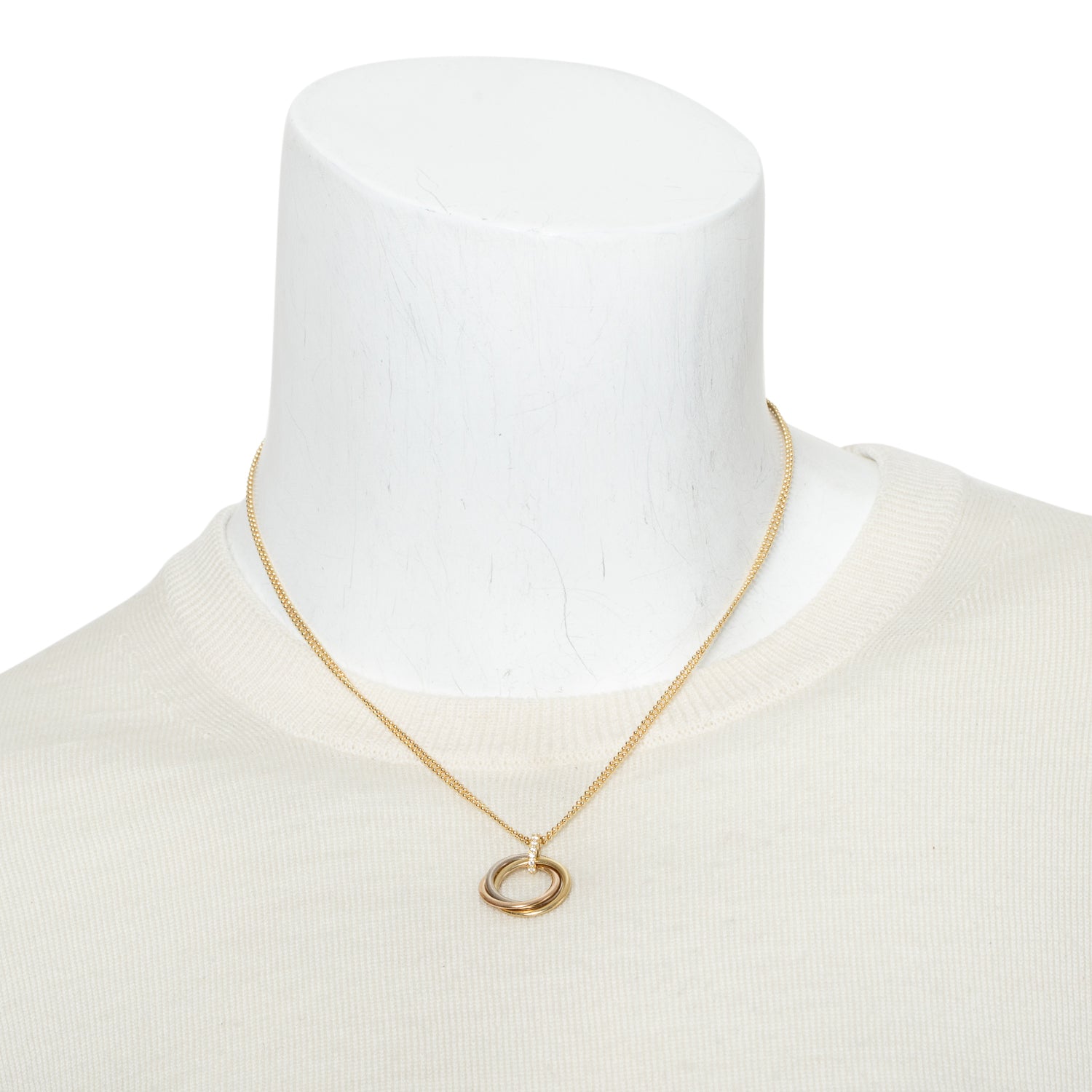 Cartier 2025 18k Yellow, White & Rose Gold Diamond Trinity Pendant Necklace, Medium Model w/ Receipt & Certificate
