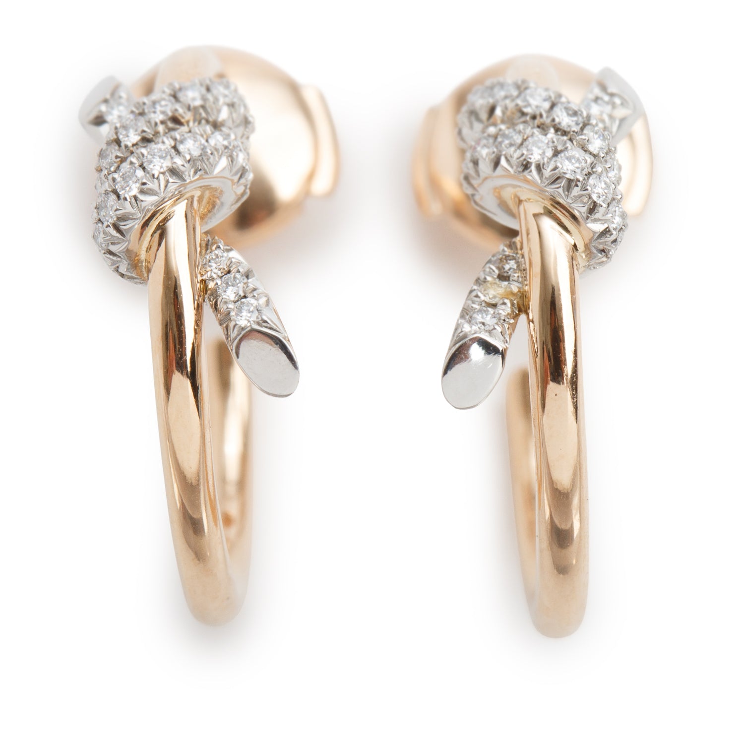 Tiffany & Co. 2026 18k Rose Gold & Platinum Diamond Knot Hoop Earrings w/ Box & Receipt