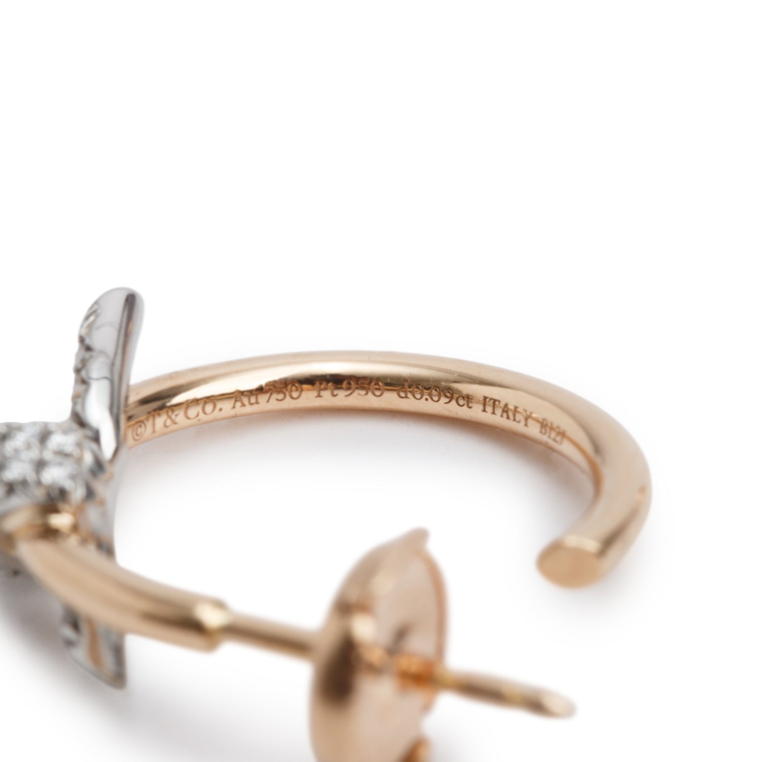 Tiffany & Co. 2026 18k Rose Gold & Platinum Diamond Knot Hoop Earrings w/ Box & Receipt