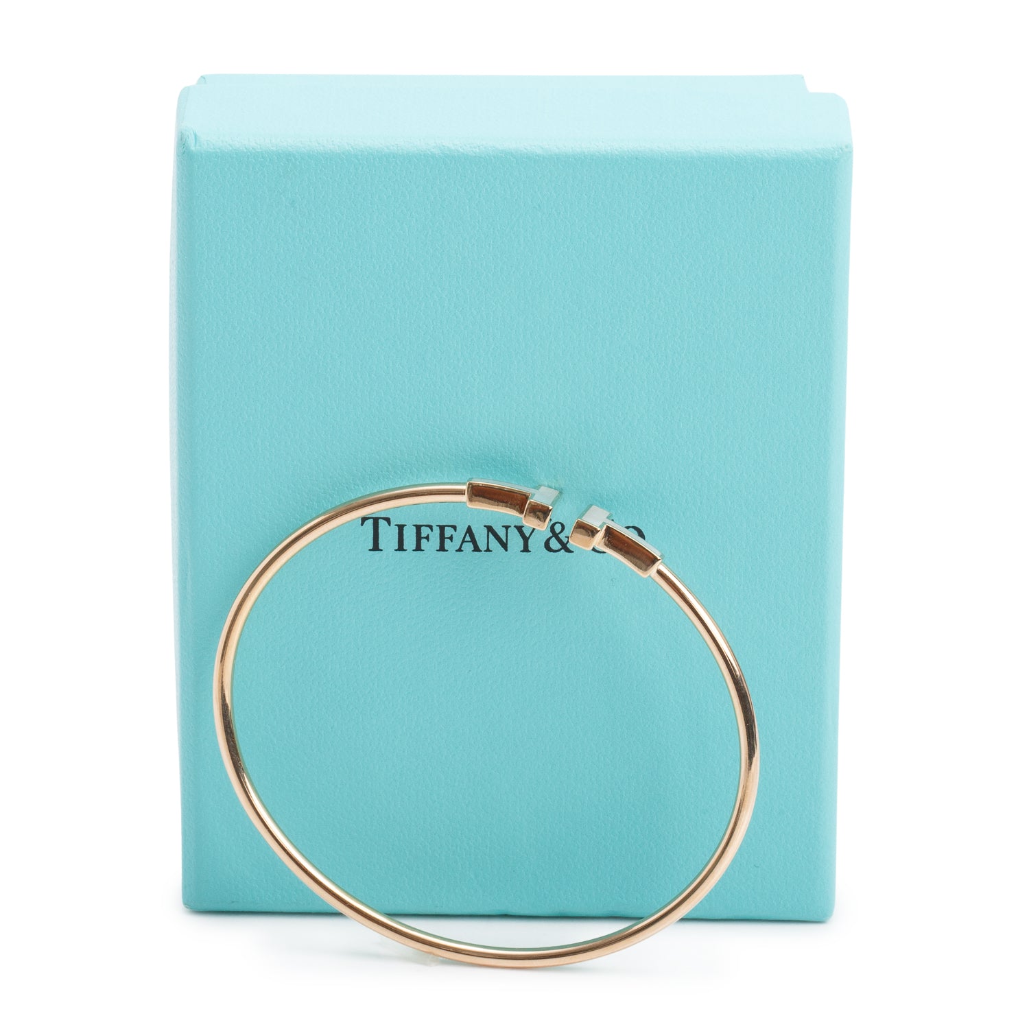 Tiffany & Co. 18k Rose Gold Mother of Pearl T Wire Bracelet w/ Box