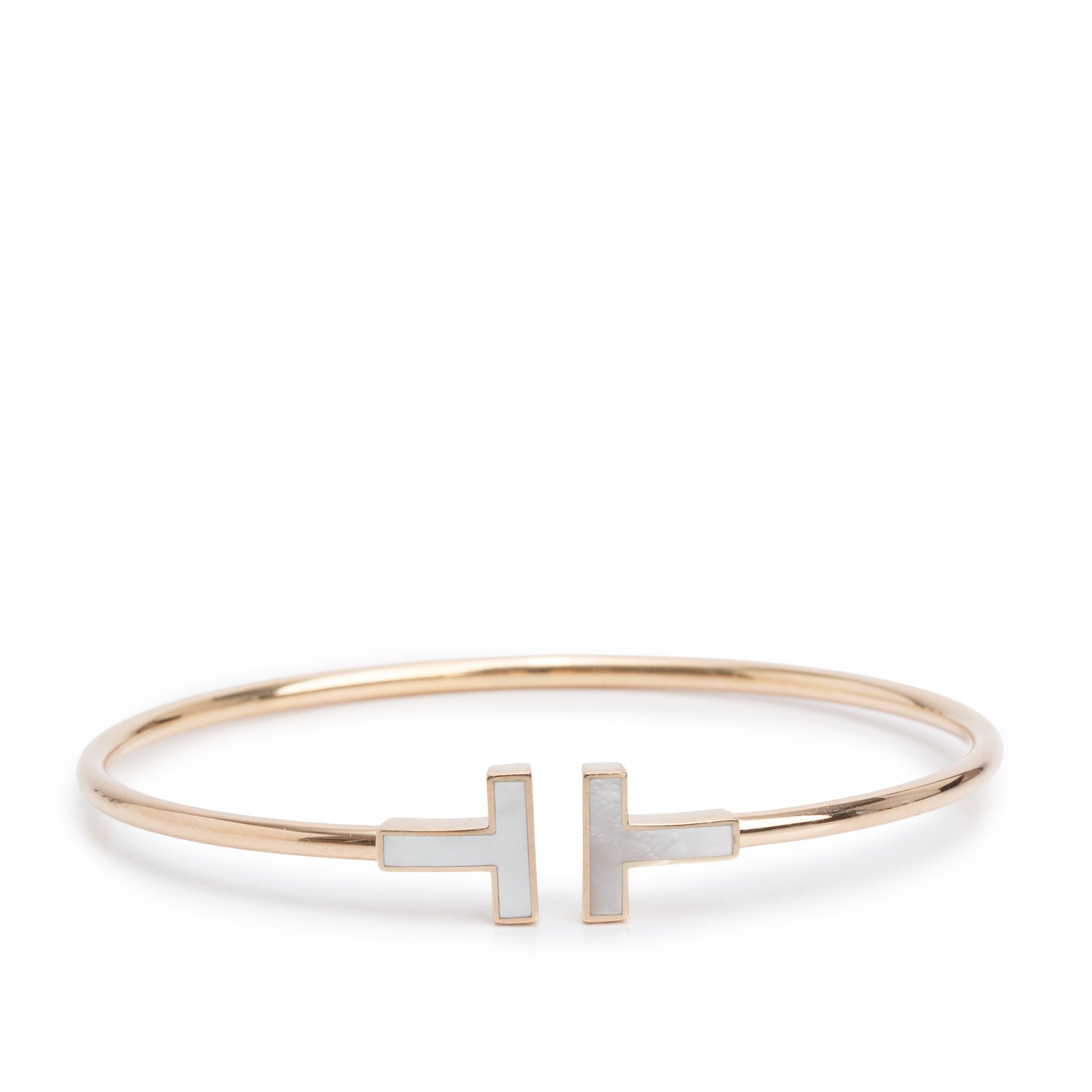 Tiffany & Co. 18k Rose Gold Mother of Pearl T Wire Bracelet w/ Box