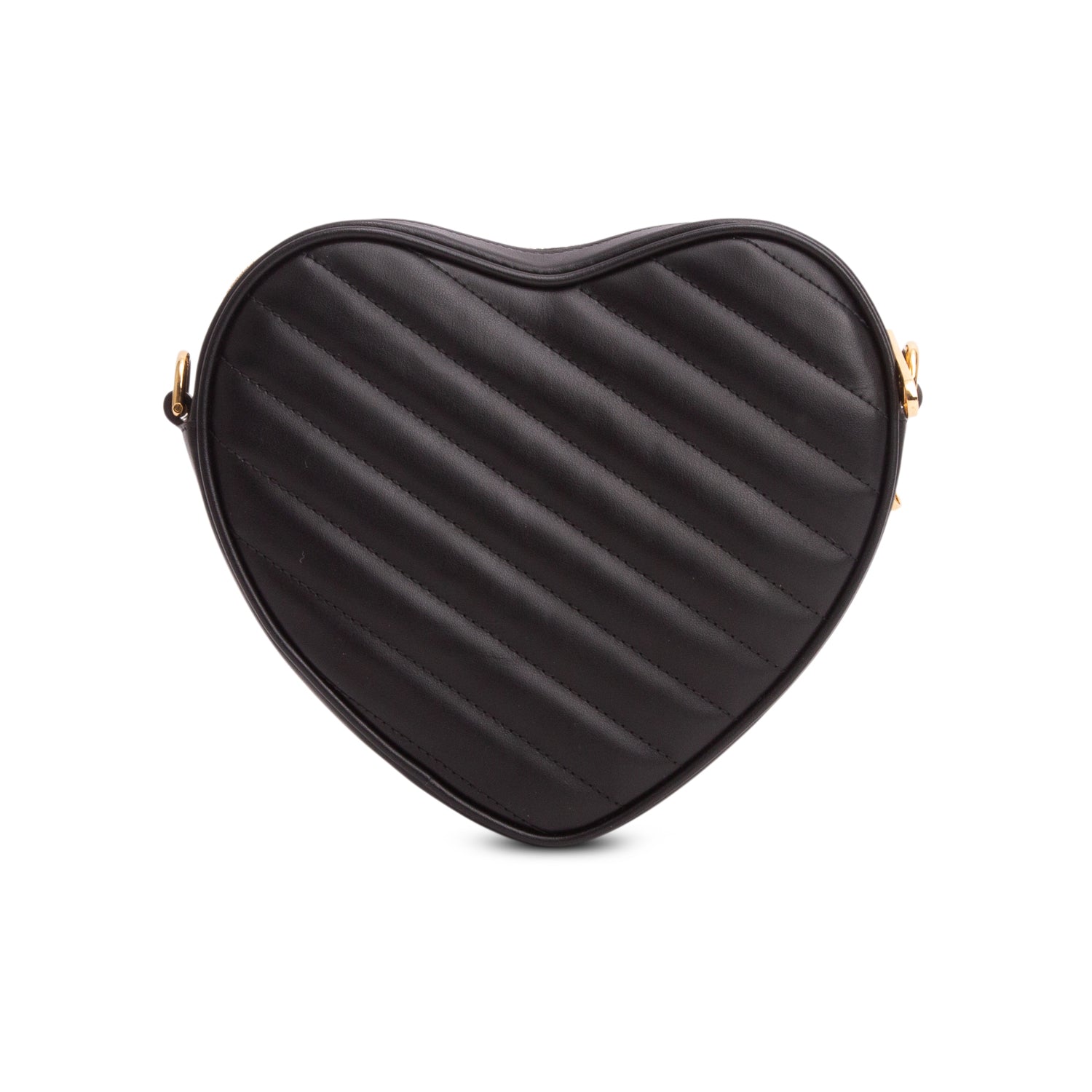 Gucci Black Calfskin Matelasse Diagonal Mini Interlocking G Heart Shoulder Bag