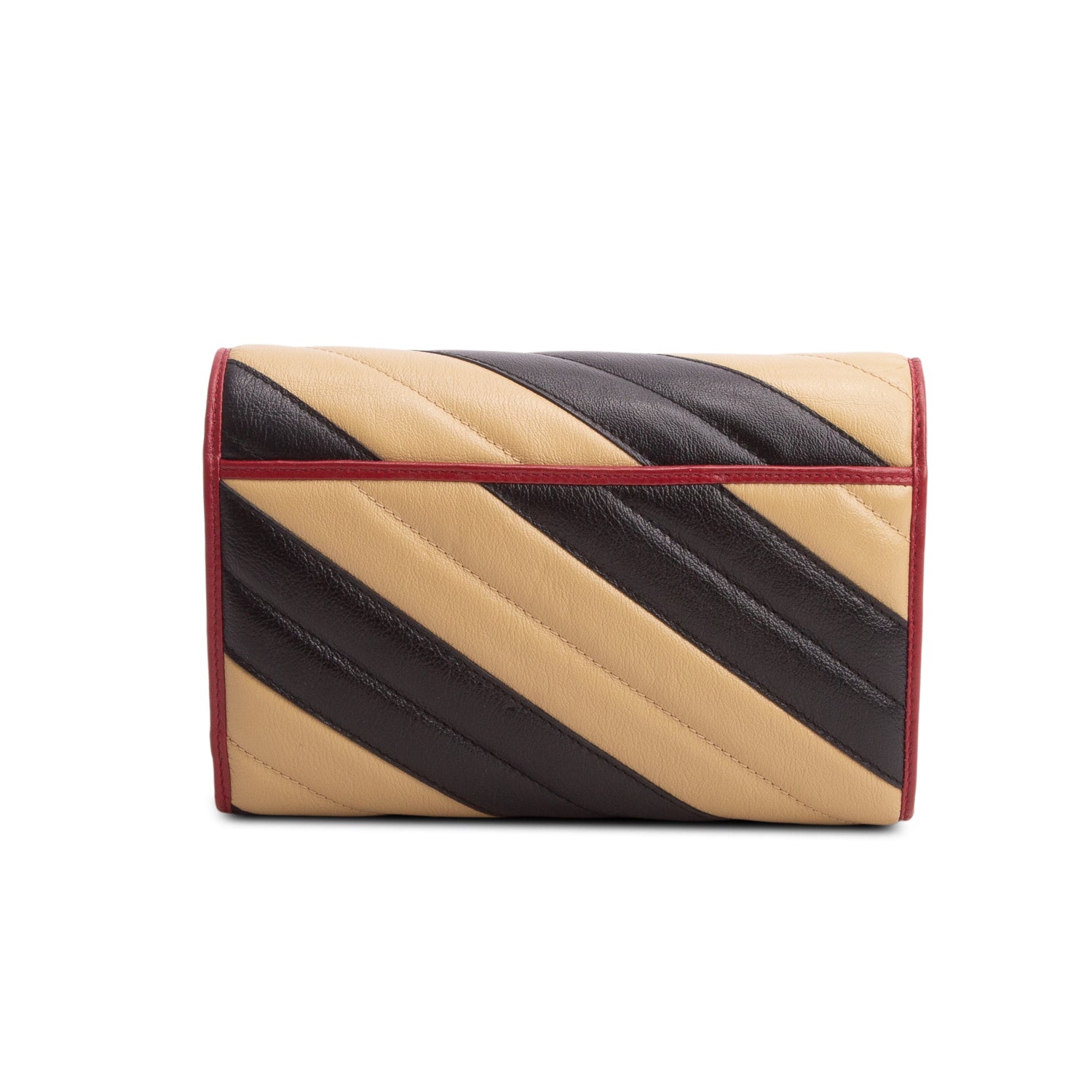 Gucci Beige/Black Leather GG Marmont Torchon Chain Wallet