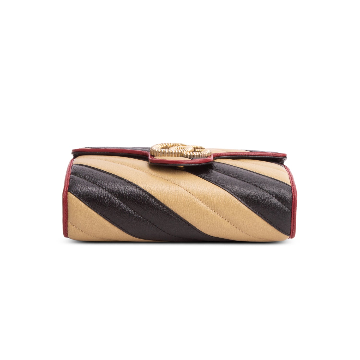 Gucci Beige/Black Leather GG Marmont Torchon Chain Wallet