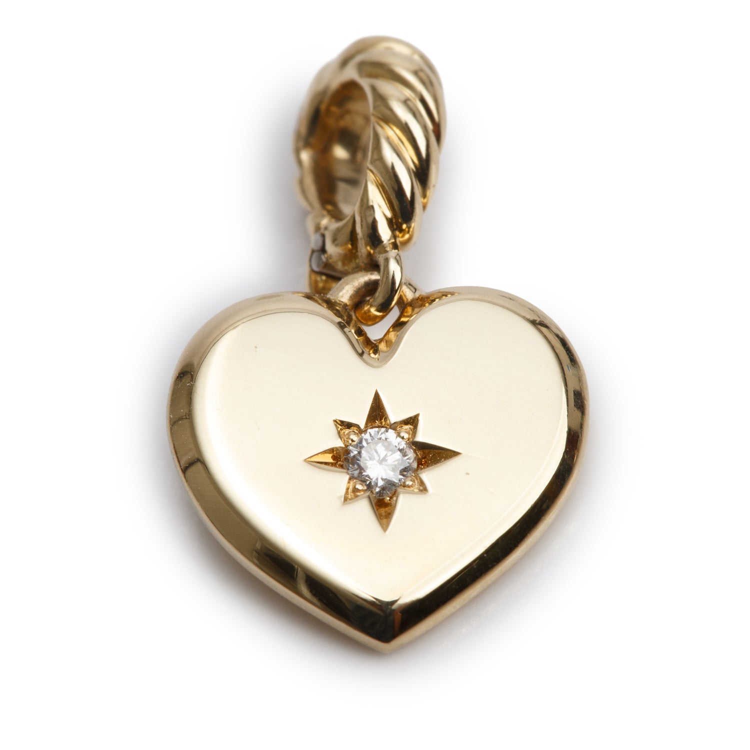 David Yurman 18k Yellow Gold Diamond Compass Heart Amulet Pendant w/ Box