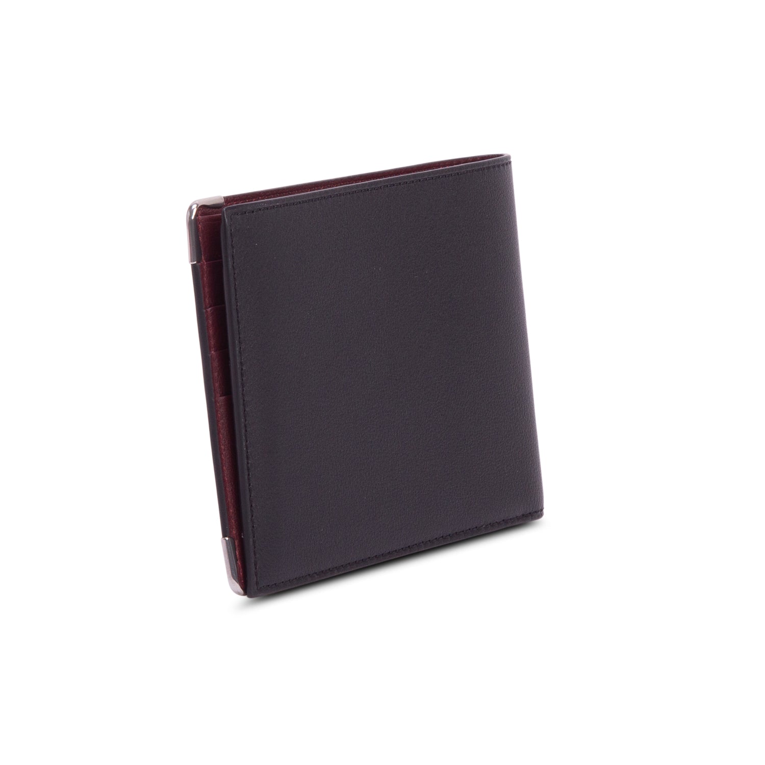 Cartier Black Calfskin Leather Palladium Finish Must De Cartier Bifold Wallet w/ Box
