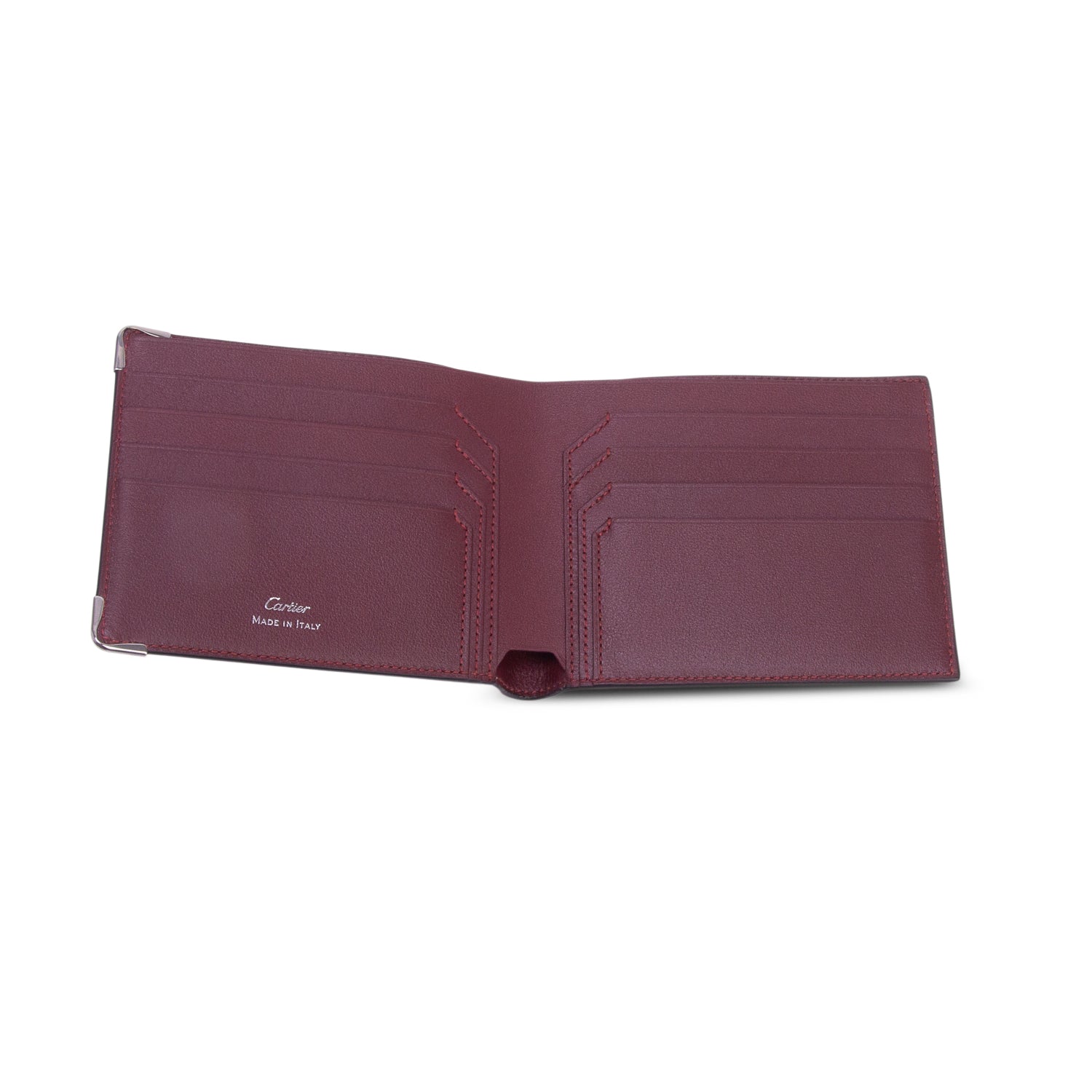 Cartier Black Calfskin Leather Palladium Finish Must De Cartier Bifold Wallet w/ Box