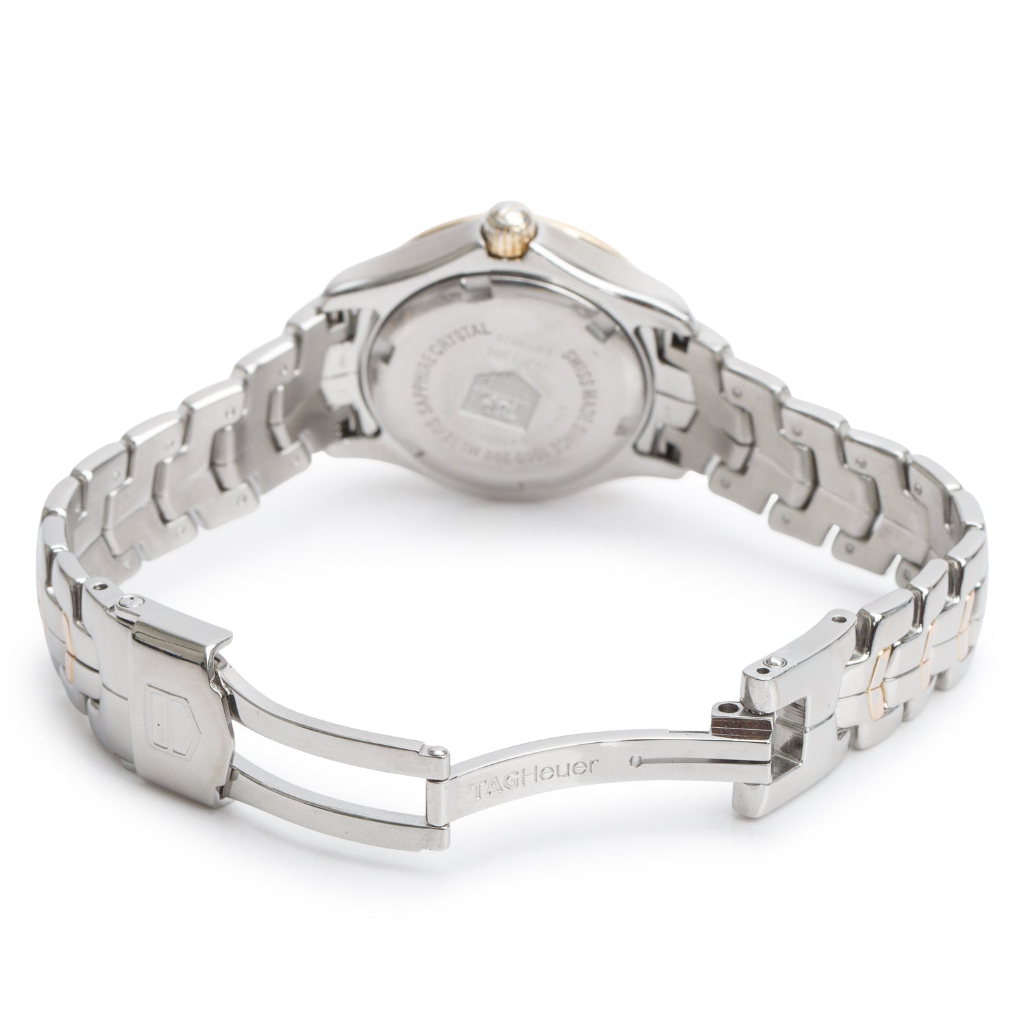 Tag Heuer Stainless Steel & 18k Yellow Gold Diamond Bezel Link 27 MM Quartz Watch Mother of Pearl Diamond Dial WJF1354