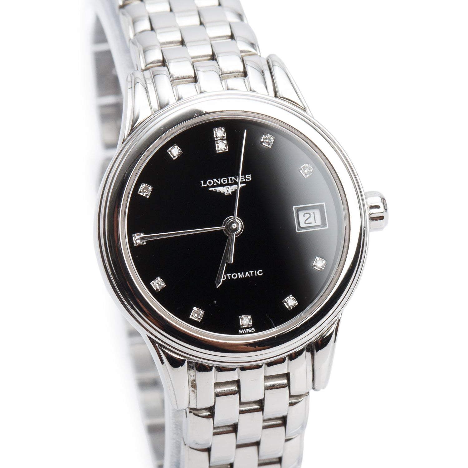 Longines 2022 Stainless Steel Flagship Classic 26 MM Automatic Watch Diamond Black Dial w/ Box & Papers