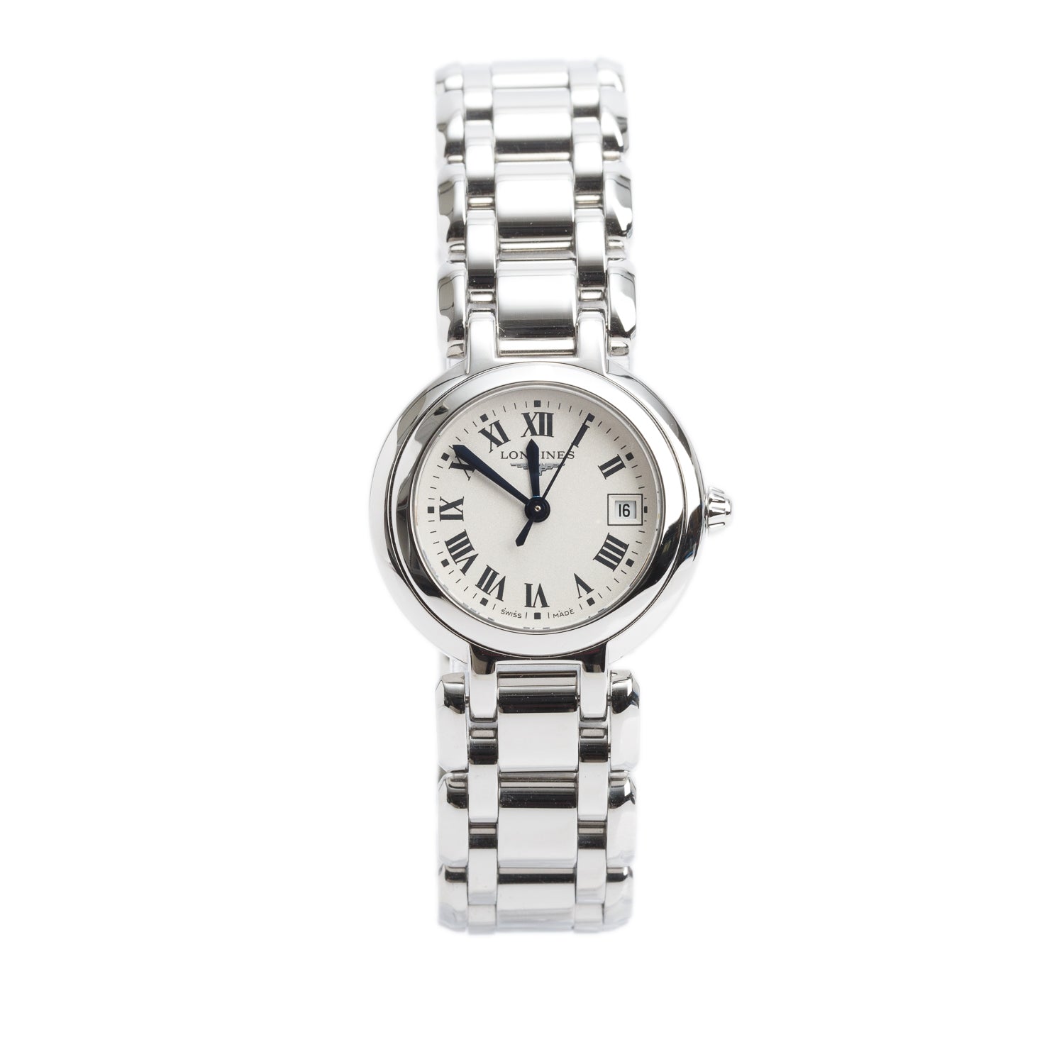 Longines Stainless Steel Primaluna 26.5 MM Quartz Watch Diamond Ivory Dial w/ Papers