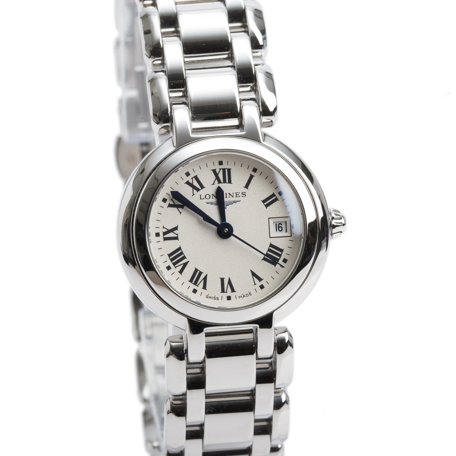 Longines Stainless Steel Primaluna 26.5 MM Quartz Watch Diamond Ivory Dial w/ Papers